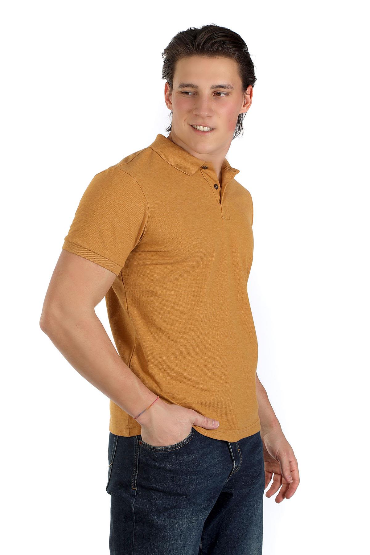 Miles Erkek Pike Polo Yaka T-Shirt Koyu Hardal