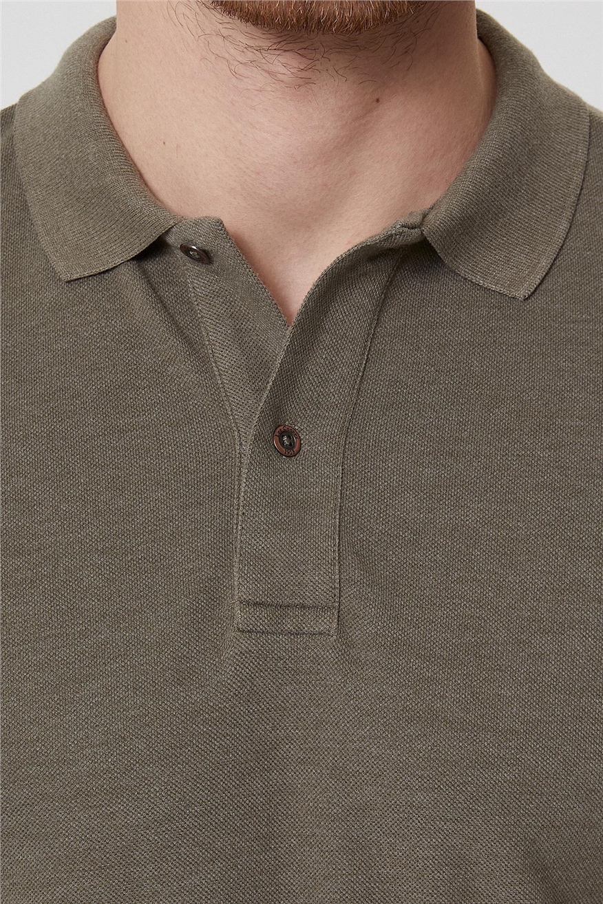 Miless Erkek %100 Pamuk Polo Yaka T-Shirt Koyu Haki