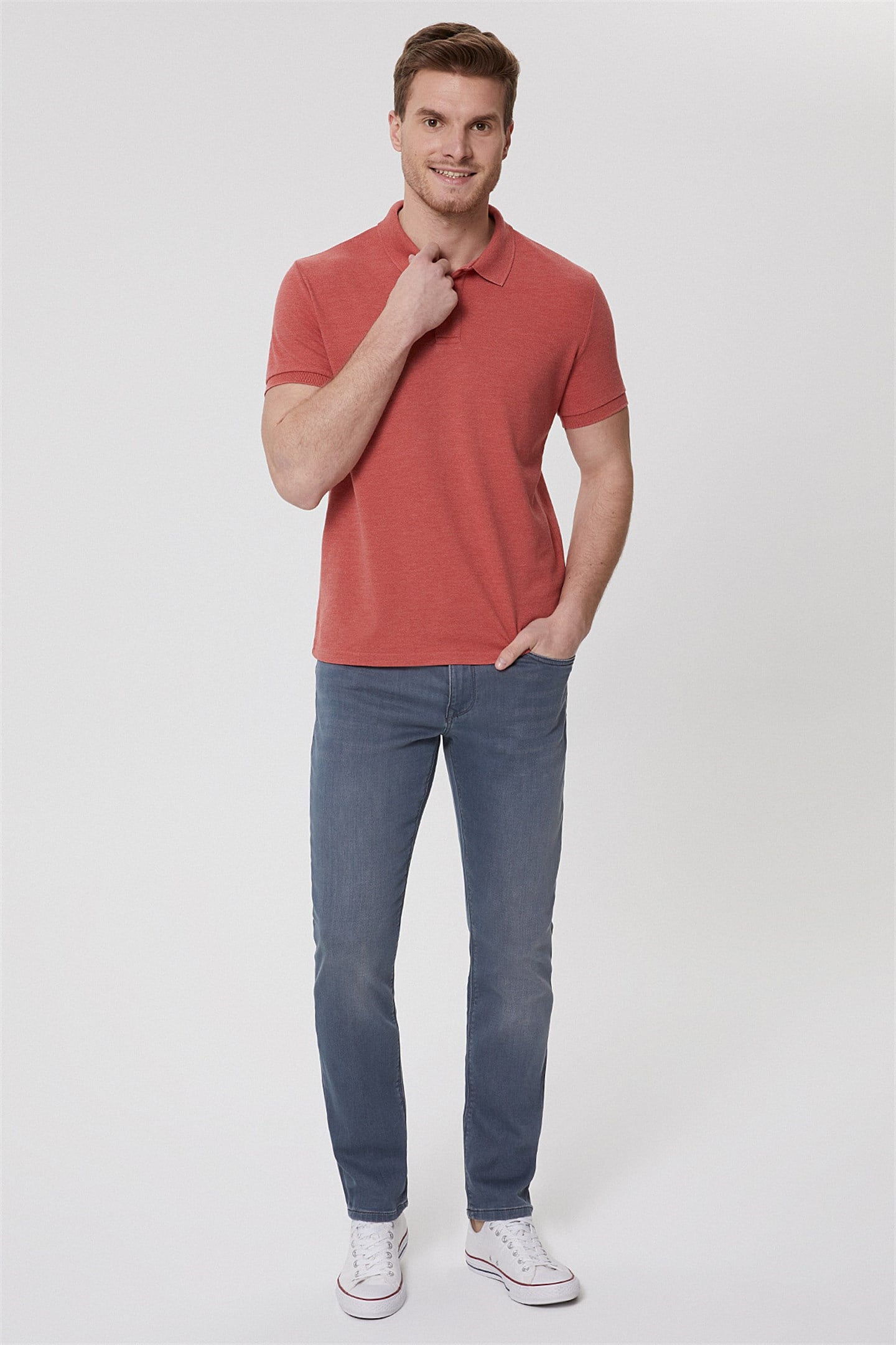 Miless Erkek Polo Yaka T-Shirt Koyu Mercan