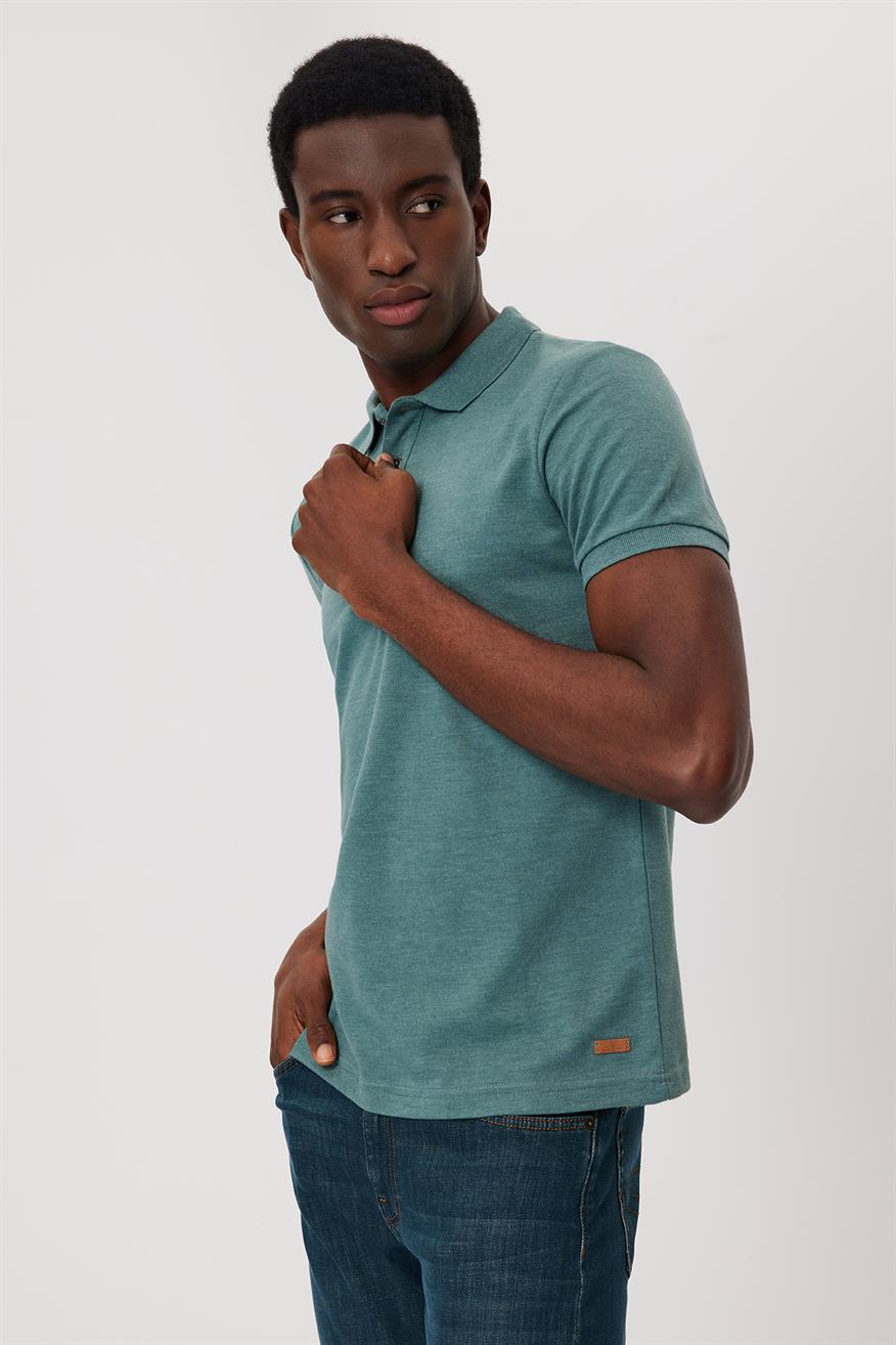 Miless Erkek %100 Pamuk Polo Yaka T-Shirt Yeşil