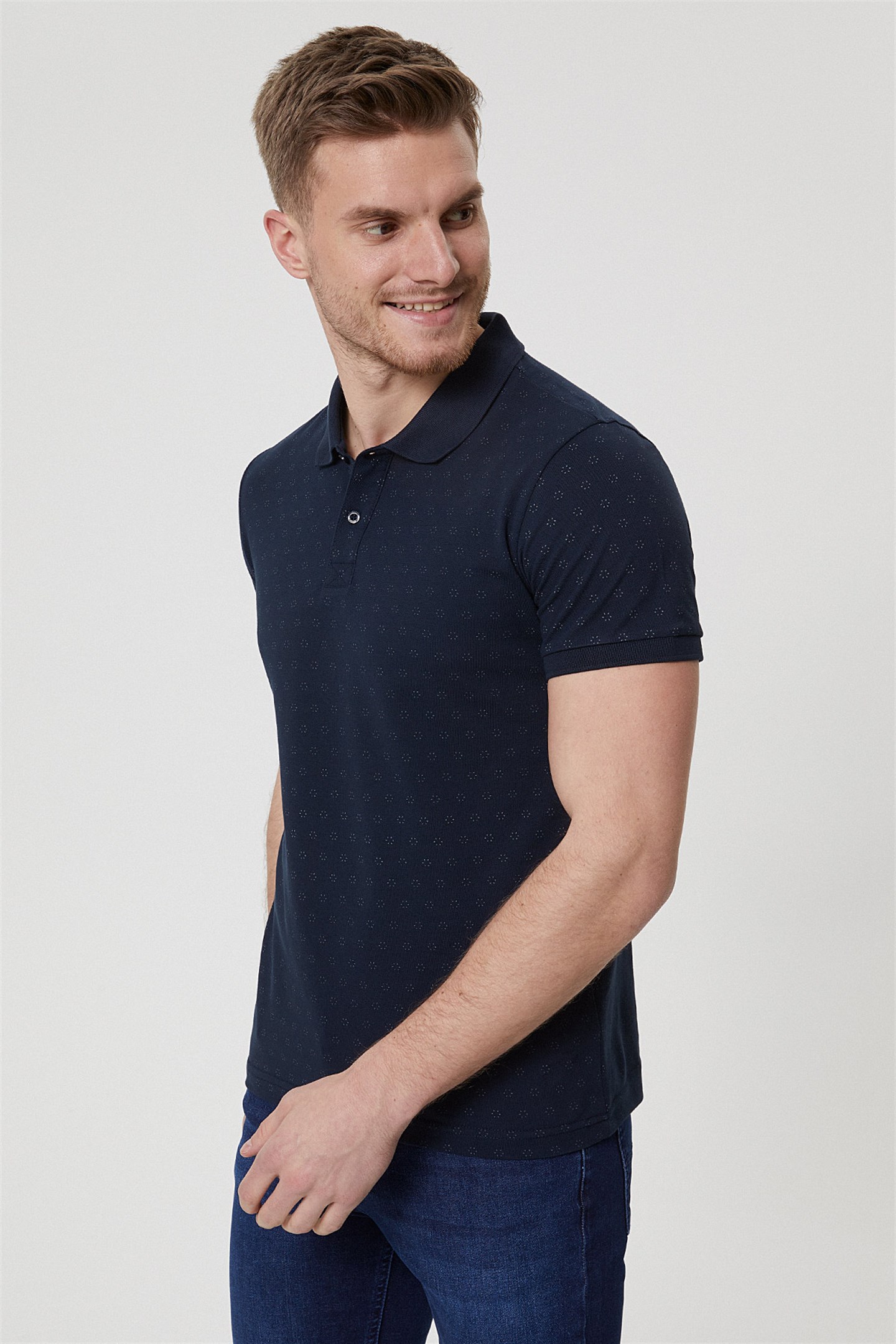 Mixed Erkek %100 Pamuk Polo Yaka T-Shirt Lacivert