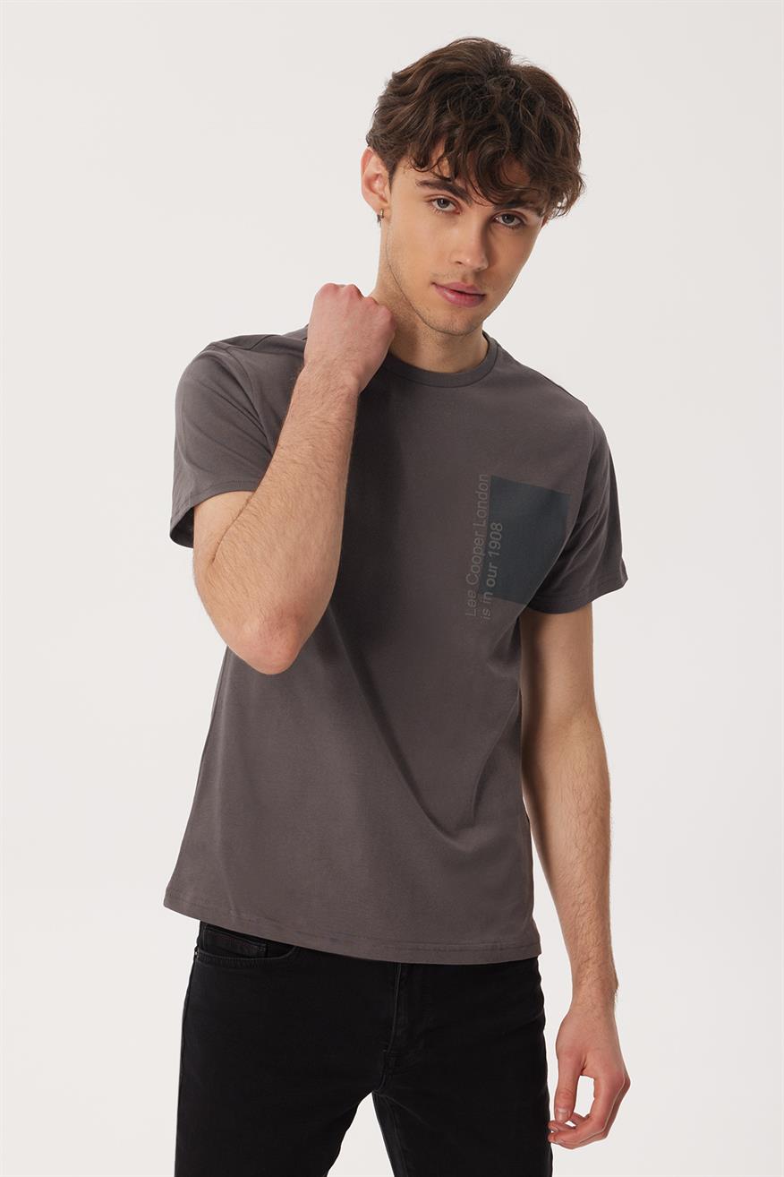 Moby Erkek %100 Pamuk O Yaka T-Shirt Gri