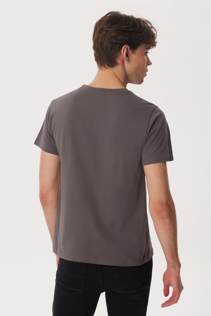 Moby Erkek %100 Pamuk O Yaka T-Shirt Gri