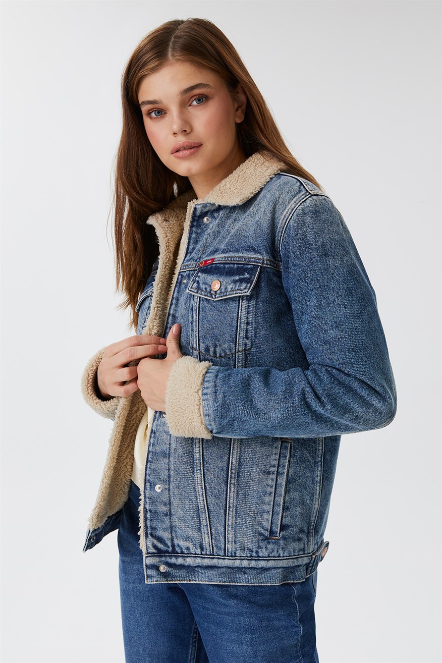 Molly 2 Kadın %100 Pamuk Jean Ceket