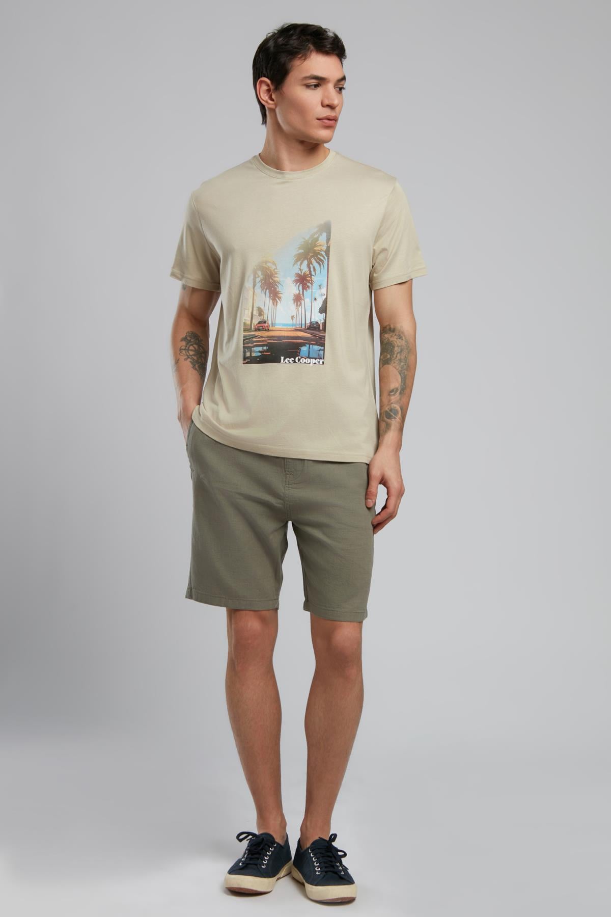 Montay Erkek O Yaka T-Shirt Bej