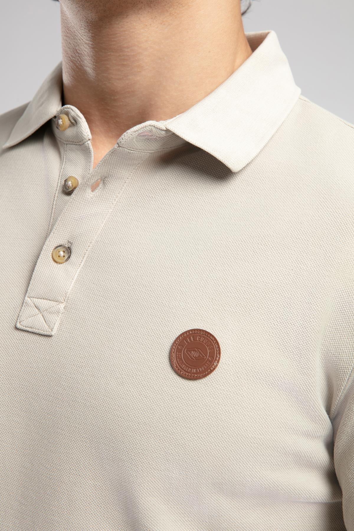Mules Erkek %100 Pamuk Polo Yaka T-Shirt Bej