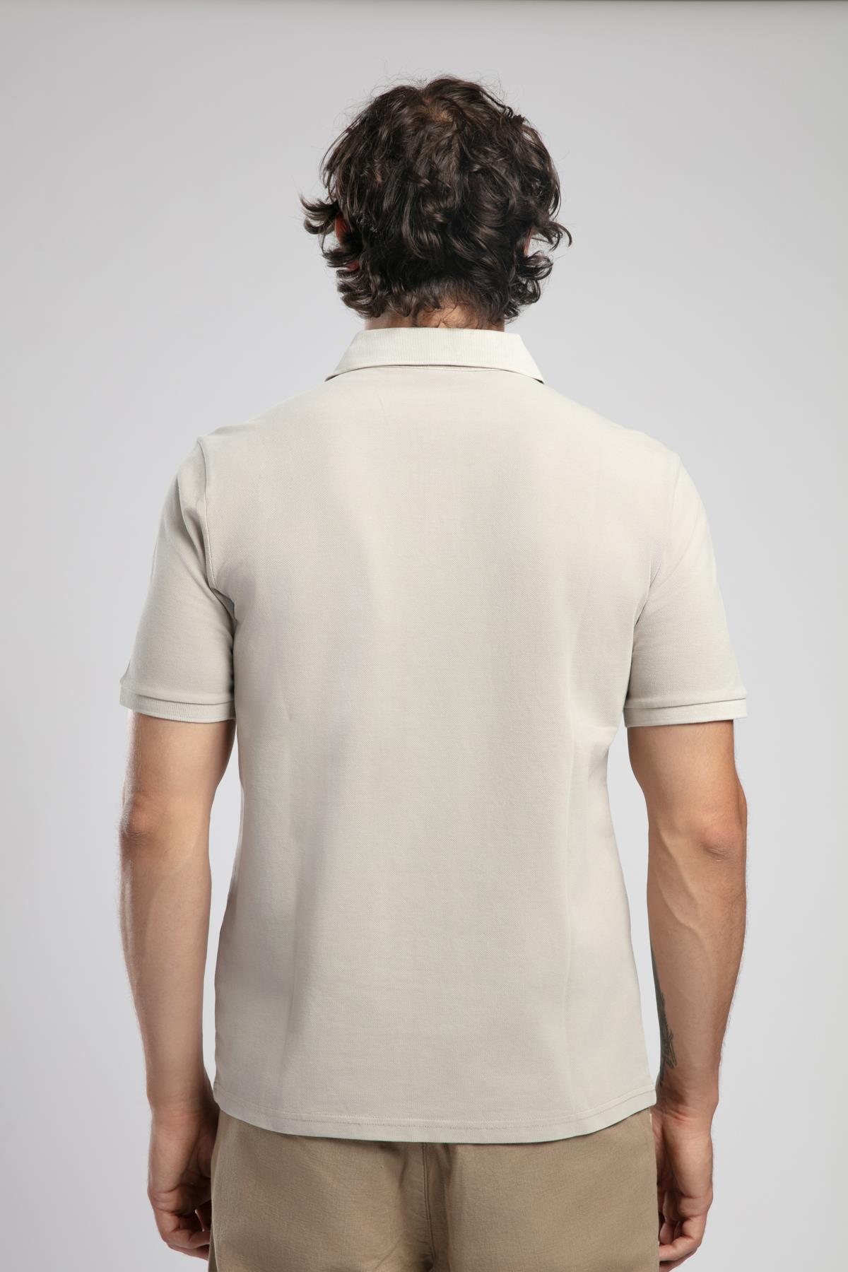 Mules Erkek %100 Pamuk Polo Yaka T-Shirt Bej