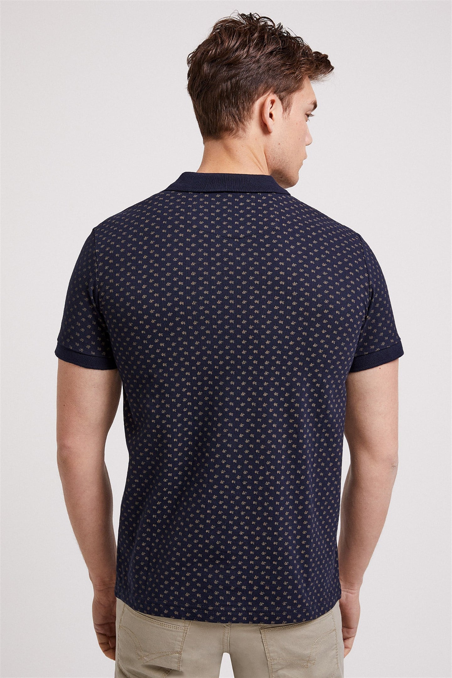 Nature Erkek %100 Pamuk Baskılı Polo Yaka T-Shirt Lacivert