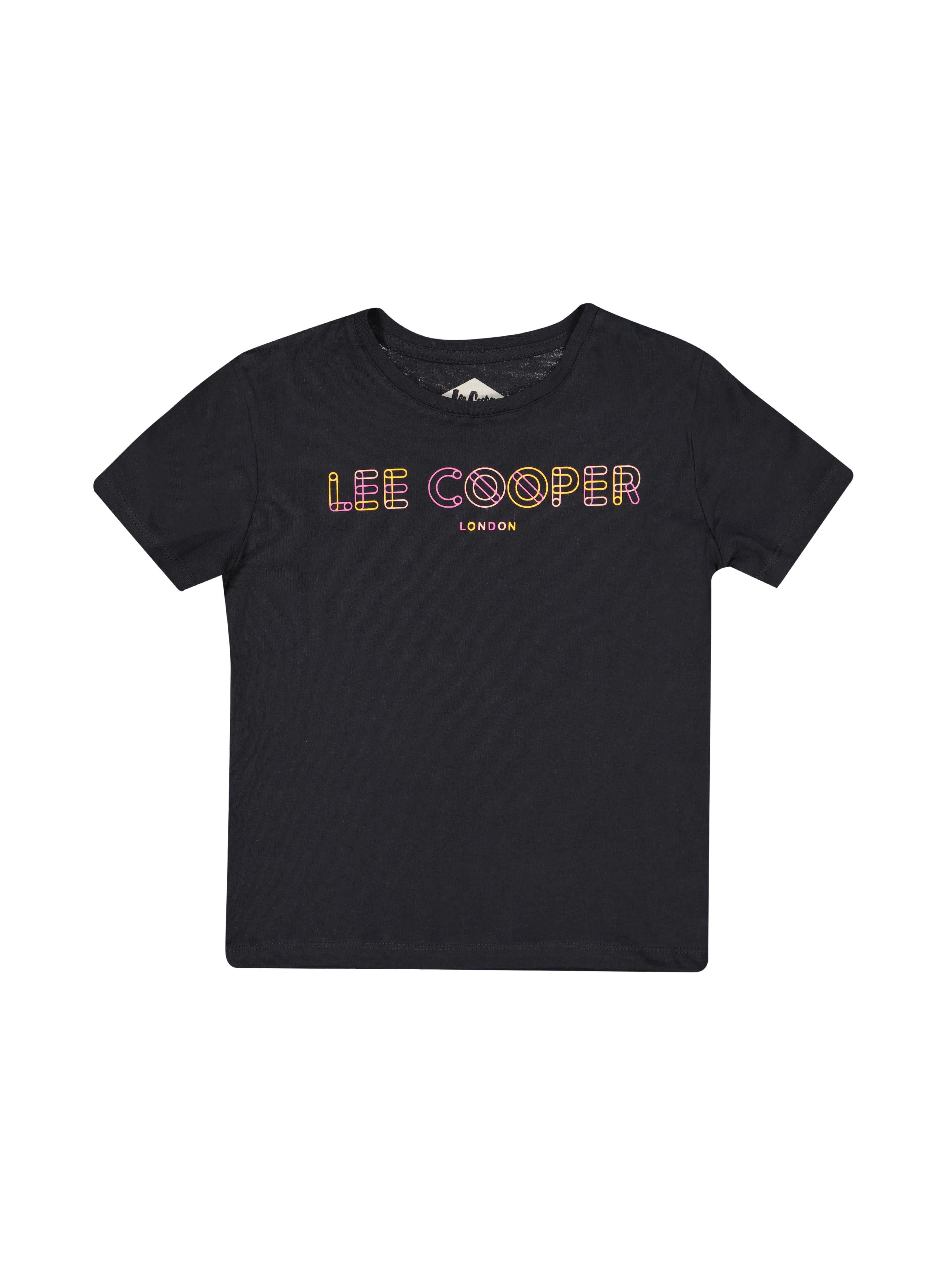 Neon Kız Çocuk Bisiklet Yaka T-Shirt Siyah