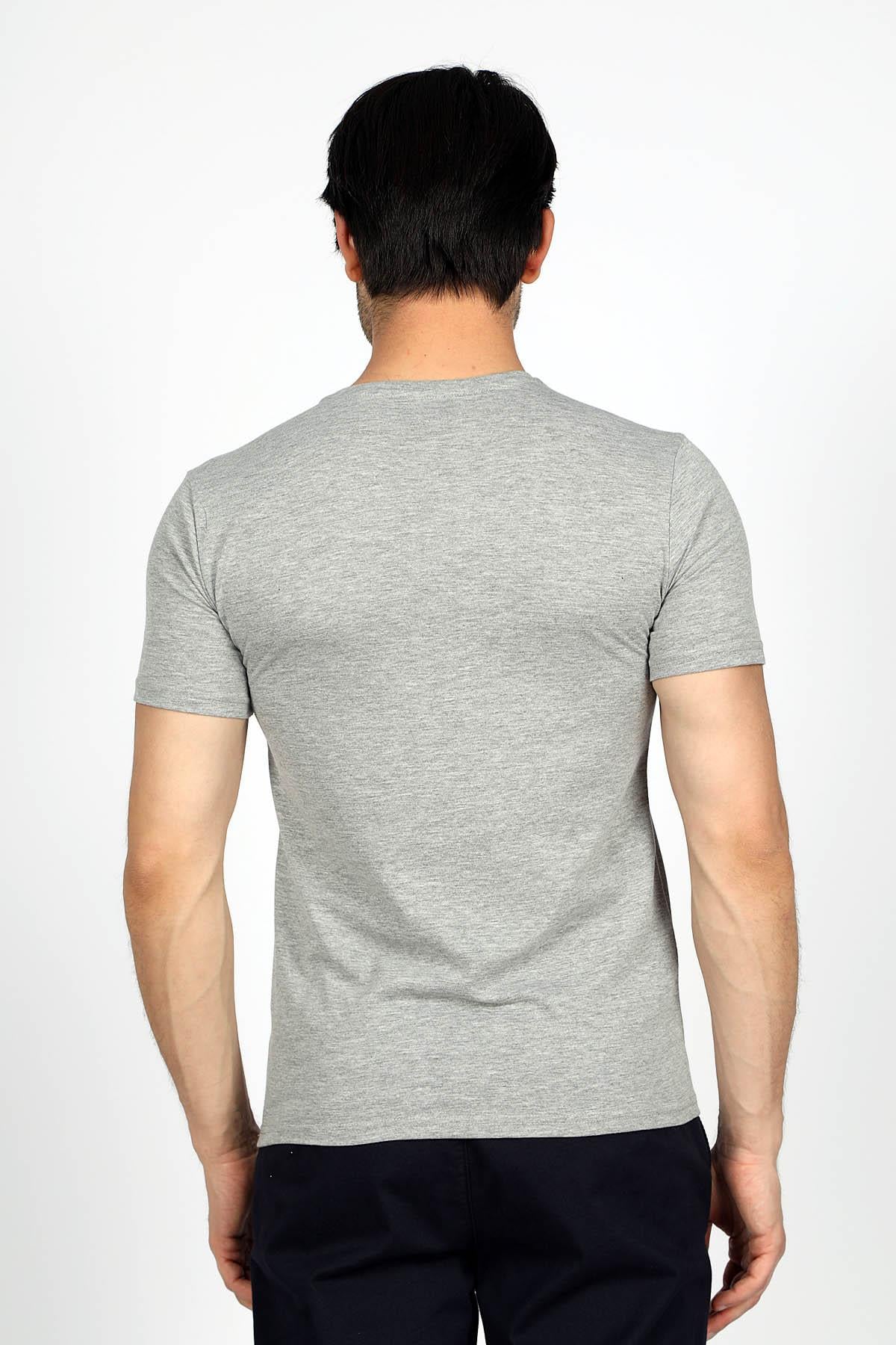 Nero Erkek %100 Pamuk O Yaka T-Shirt Gri Melanj