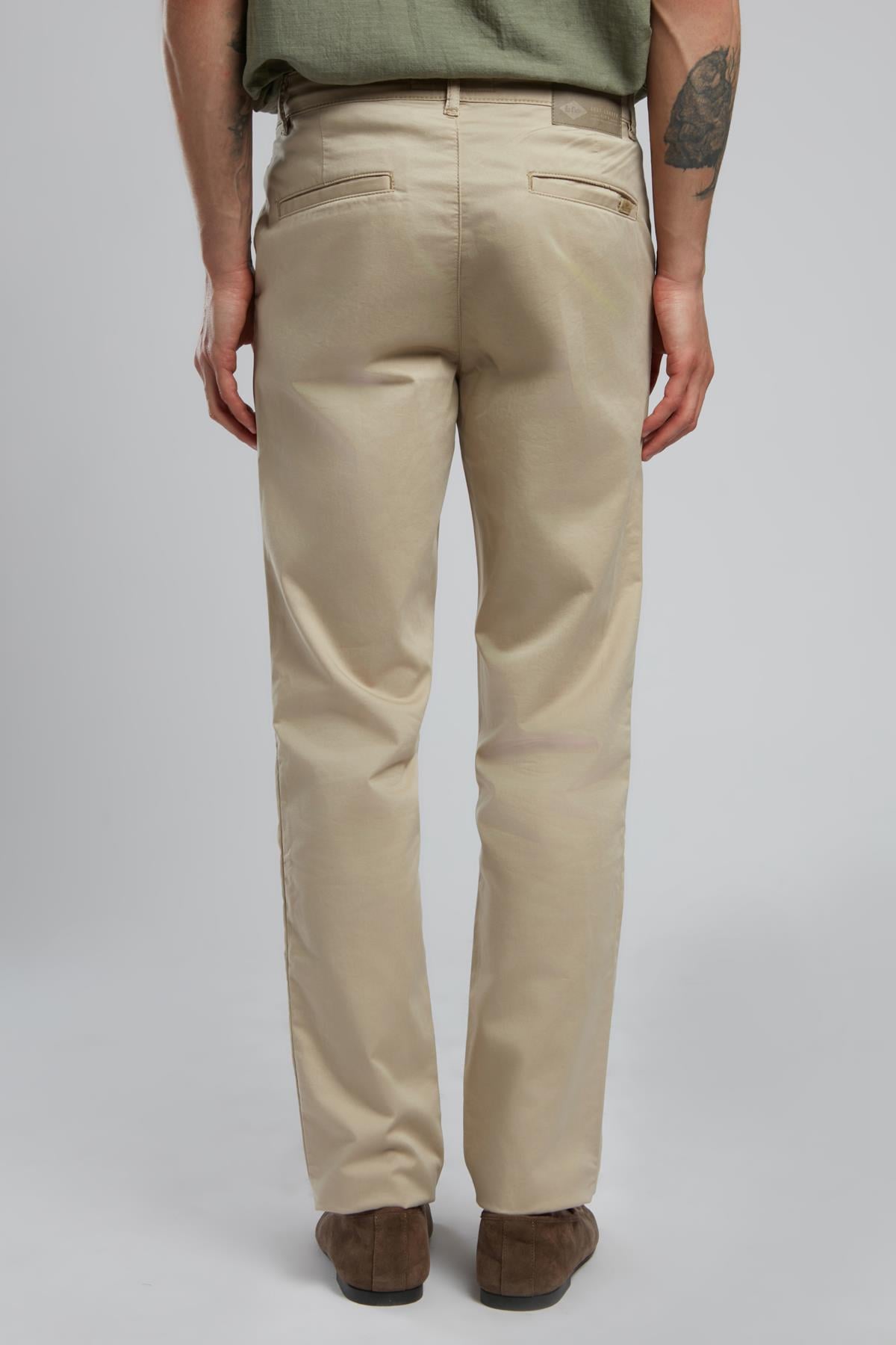 New Chıno 2 Normal Bel Dar Kesim Düz Paça Bej Erkek Pantolon