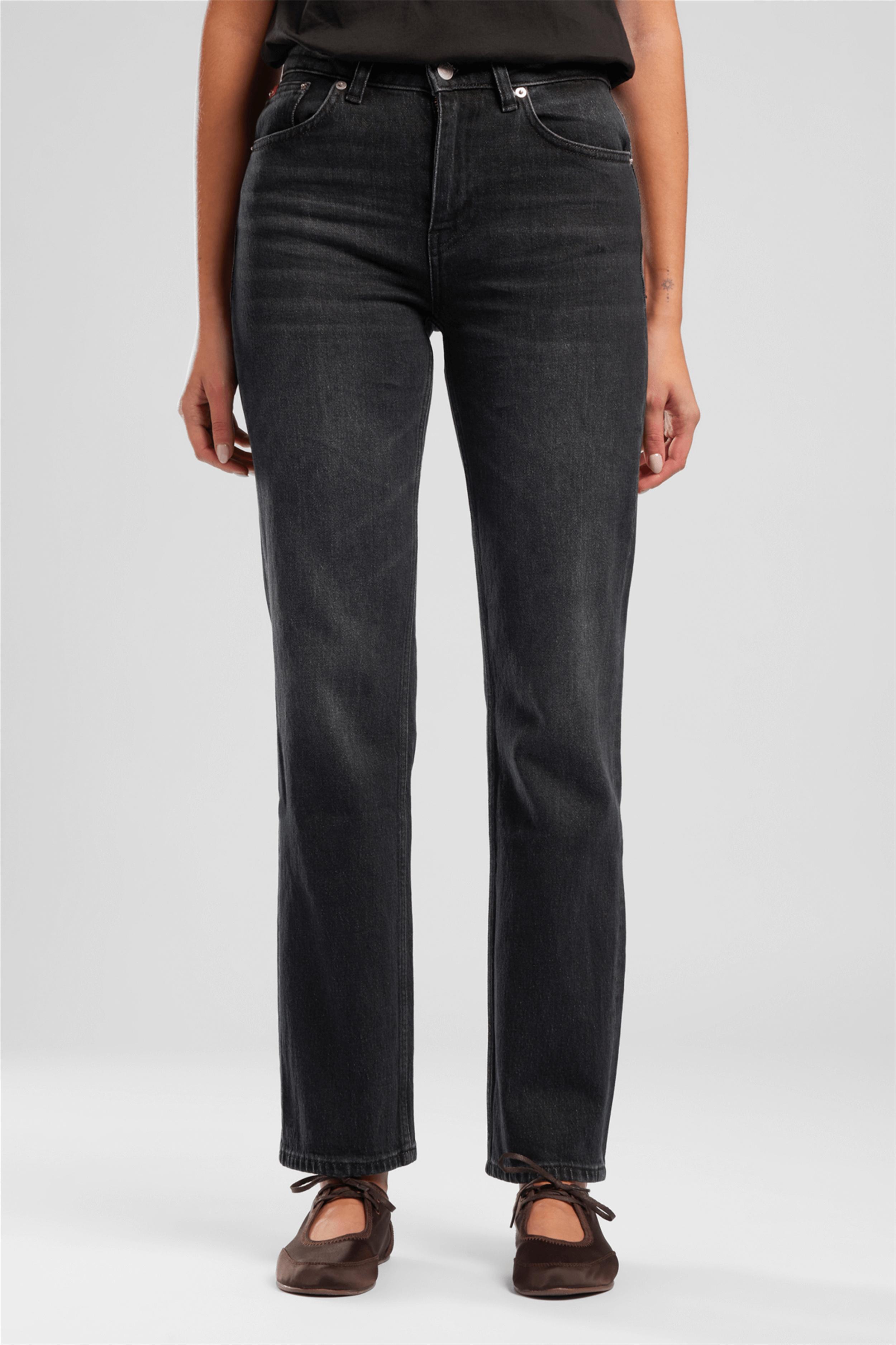 New Diana Kadın High Rise Straight Fit Jean Pantolon Antrasit
