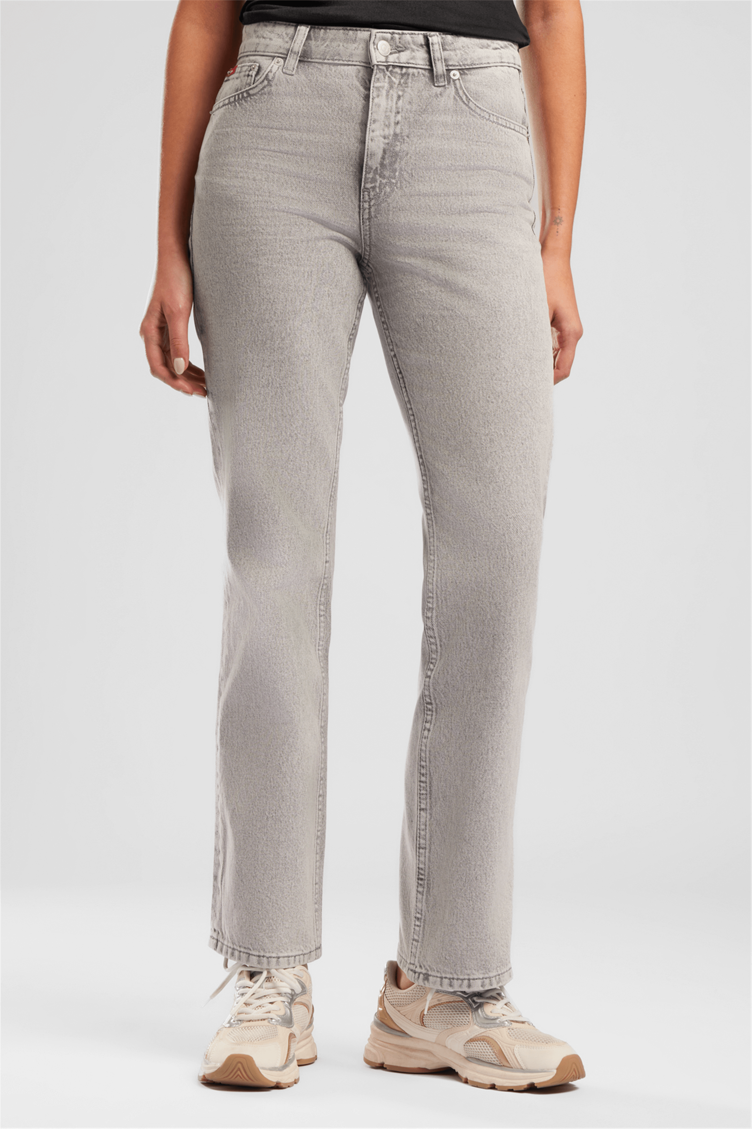 New Diana Kadın High Rise Straight Fit Jean Pantolon Açik Gri̇