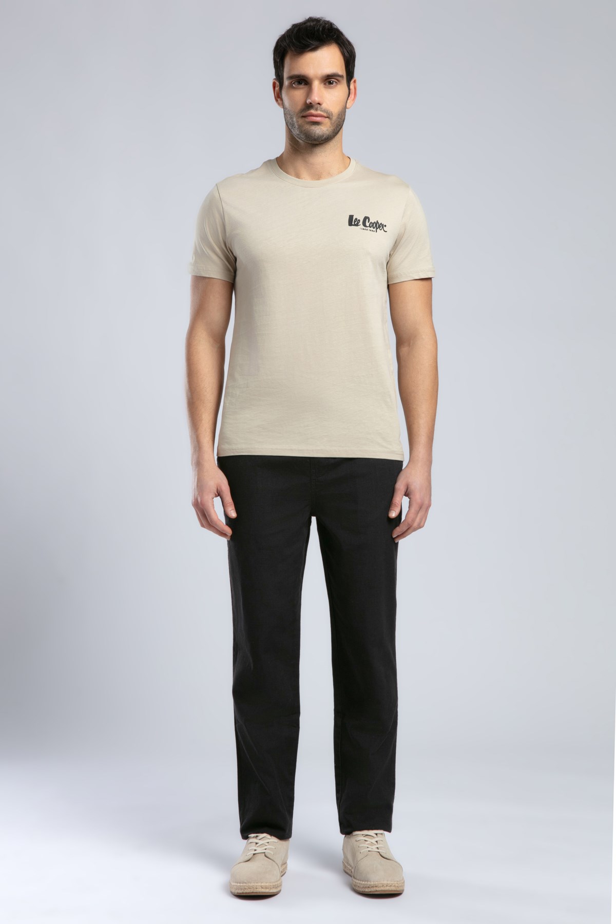 New Erkek Regular Straight Fit Pantolon Siyah