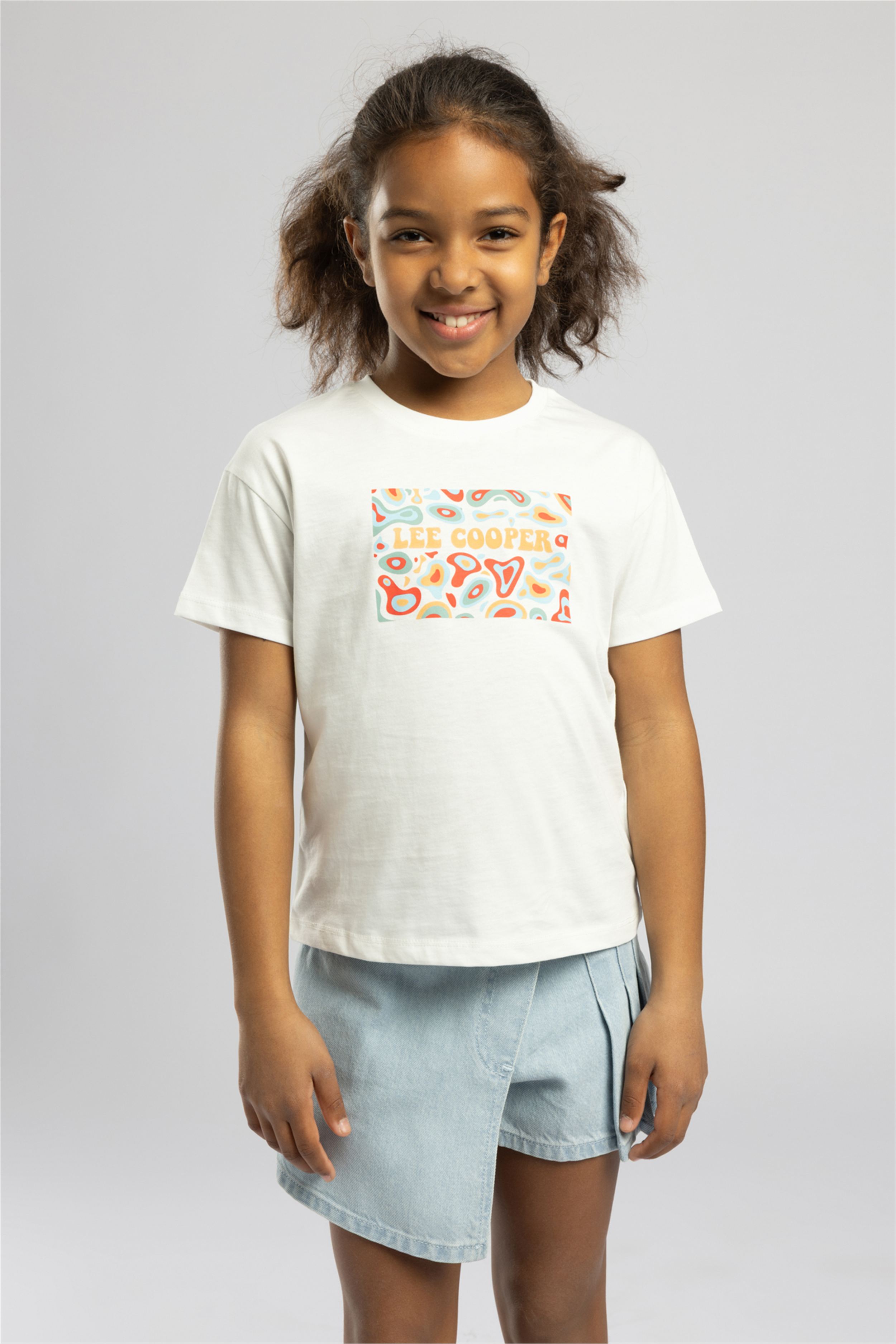 New Zebrana Kız Çocuk Baskılı Bisiklet Yaka T-Shirt Beyaz