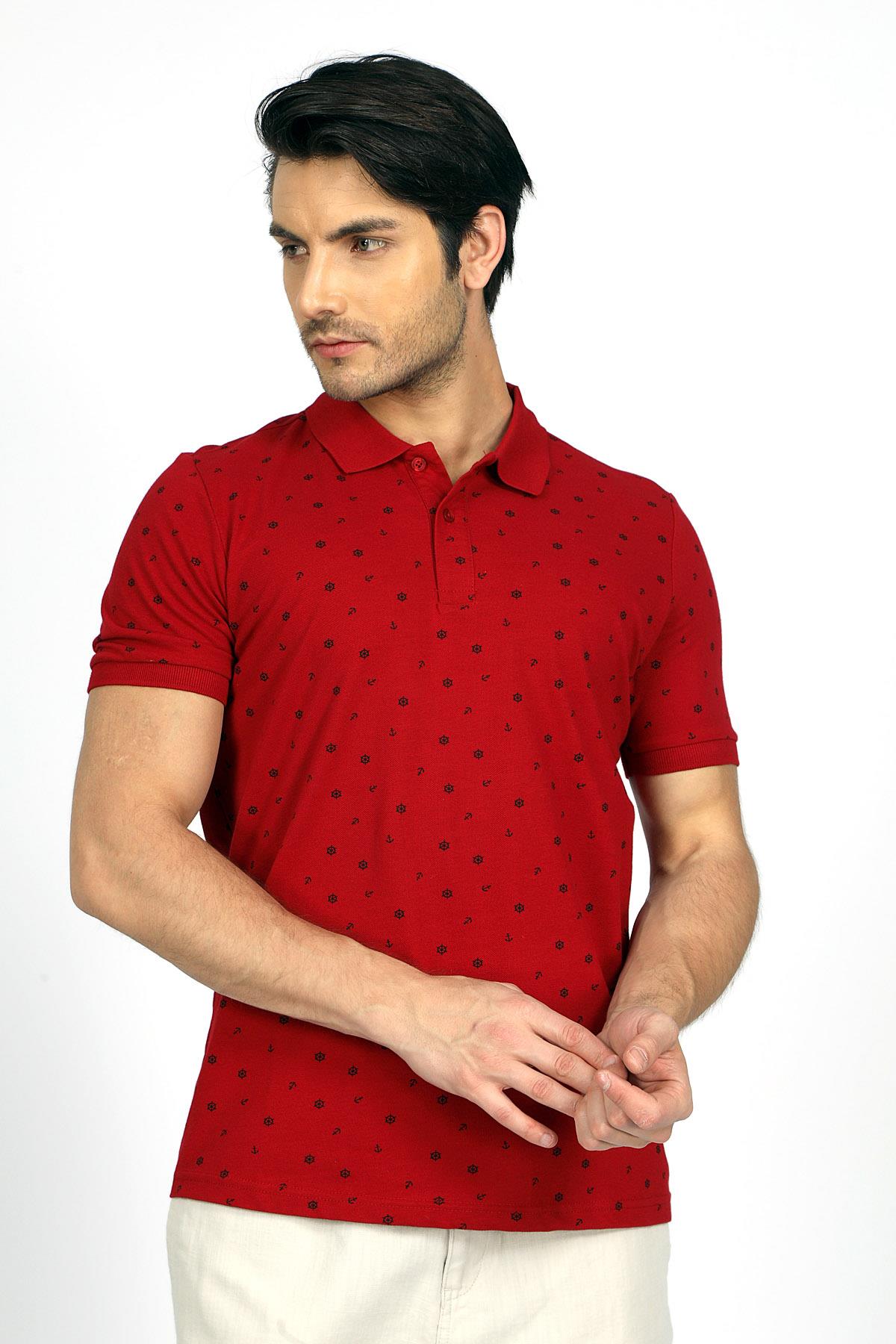 Newandy Erkek Polo Yaka T-Shırt K.Kırmızı
