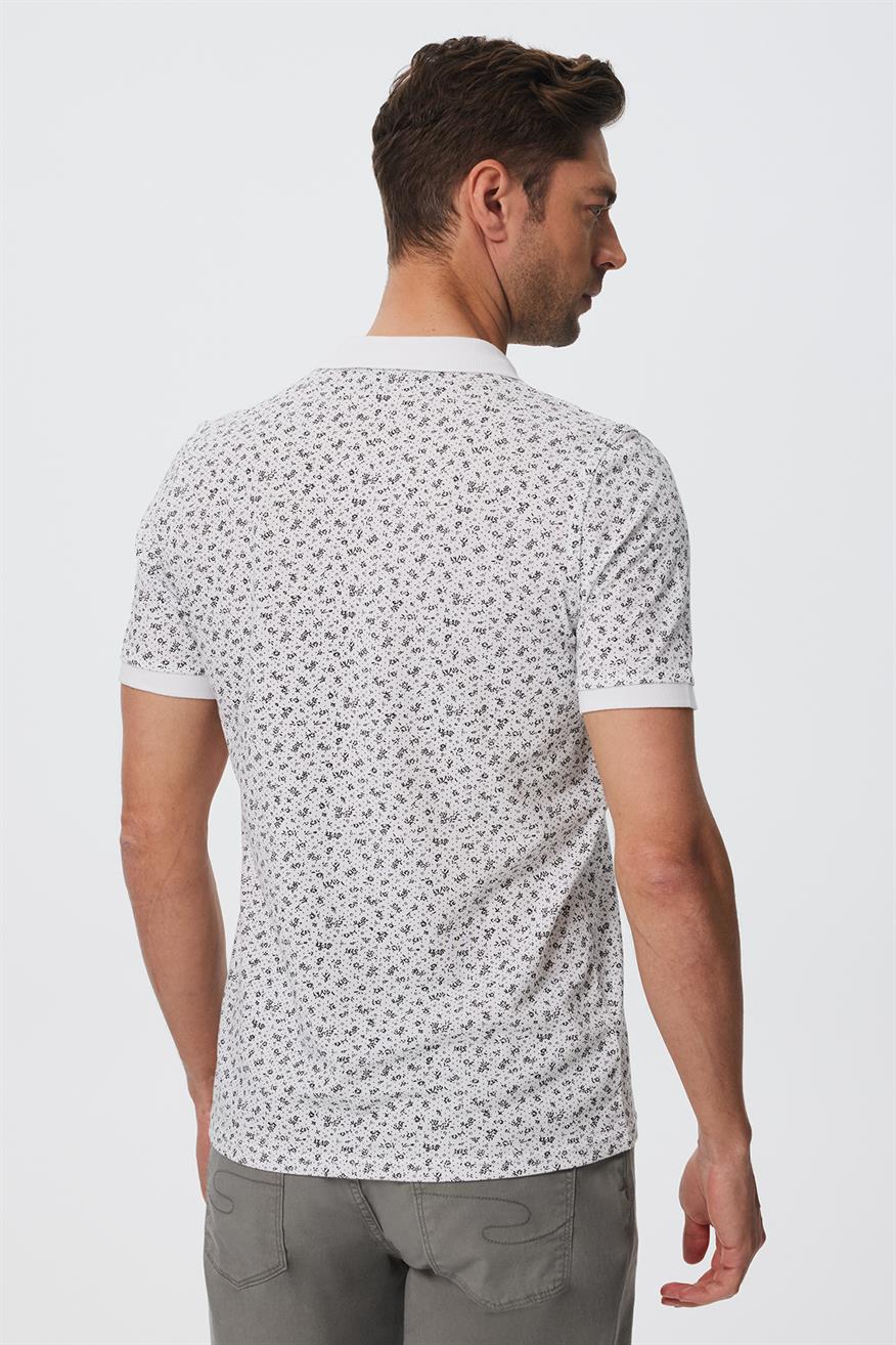 Newbernard Erkek %100 Pamuk Polo Yaka T-Shirt Beyaz