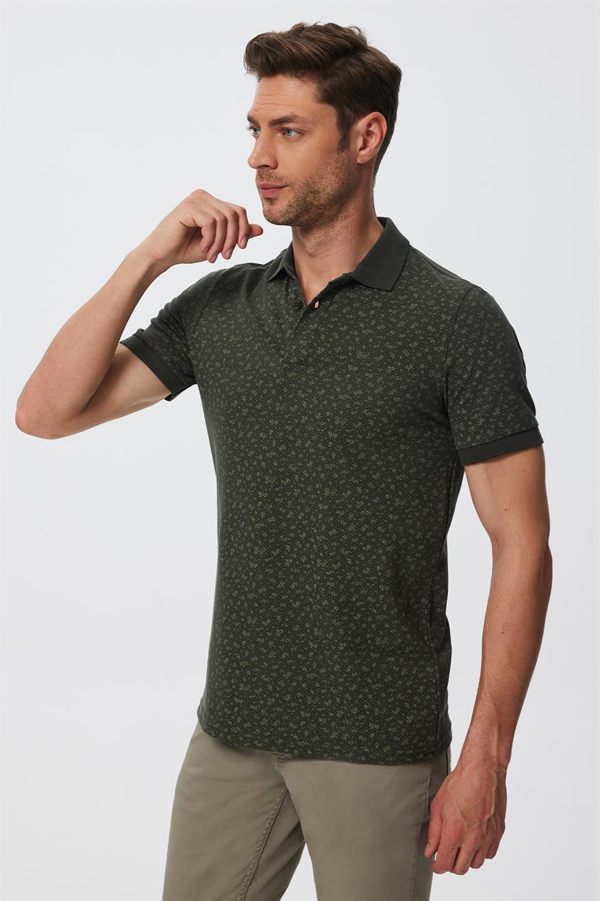 Newbernard Erkek %100 Pamuk Polo Yaka T-Shirt Olive
