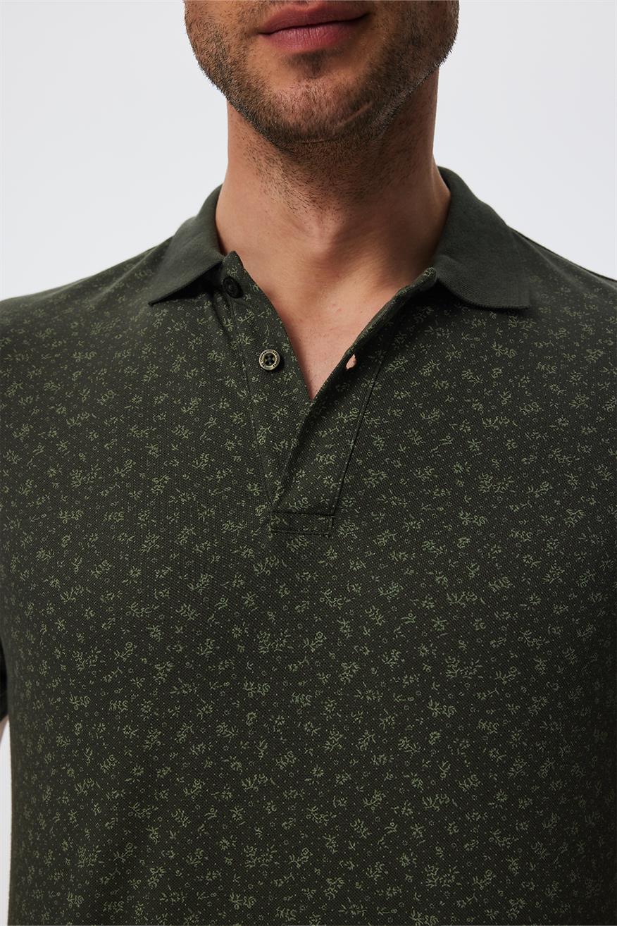 Newbernard Erkek %100 Pamuk Polo Yaka T-Shirt Olive