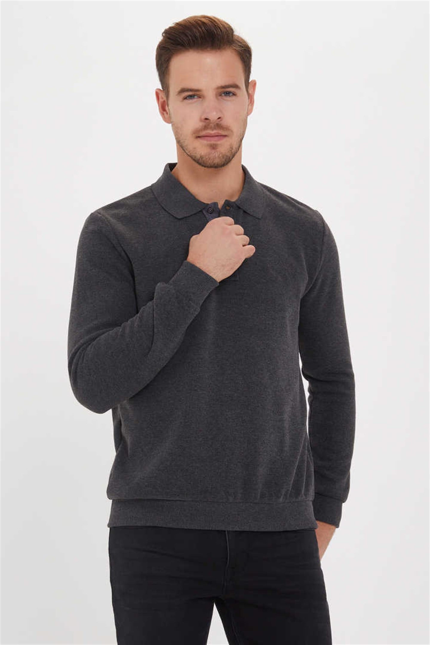 NEWBLEND ERKEK POLO YAKA SWEATSHIRT