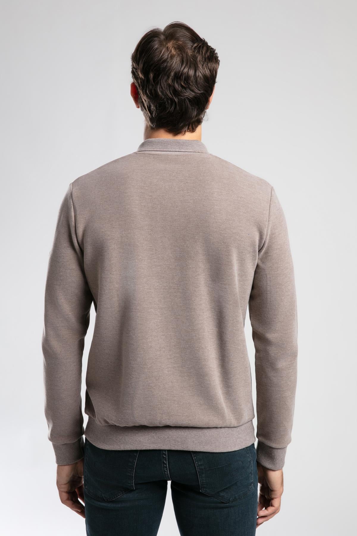 Newblend Erkek Polo Yaka Sweatshirt Koyu Bej
