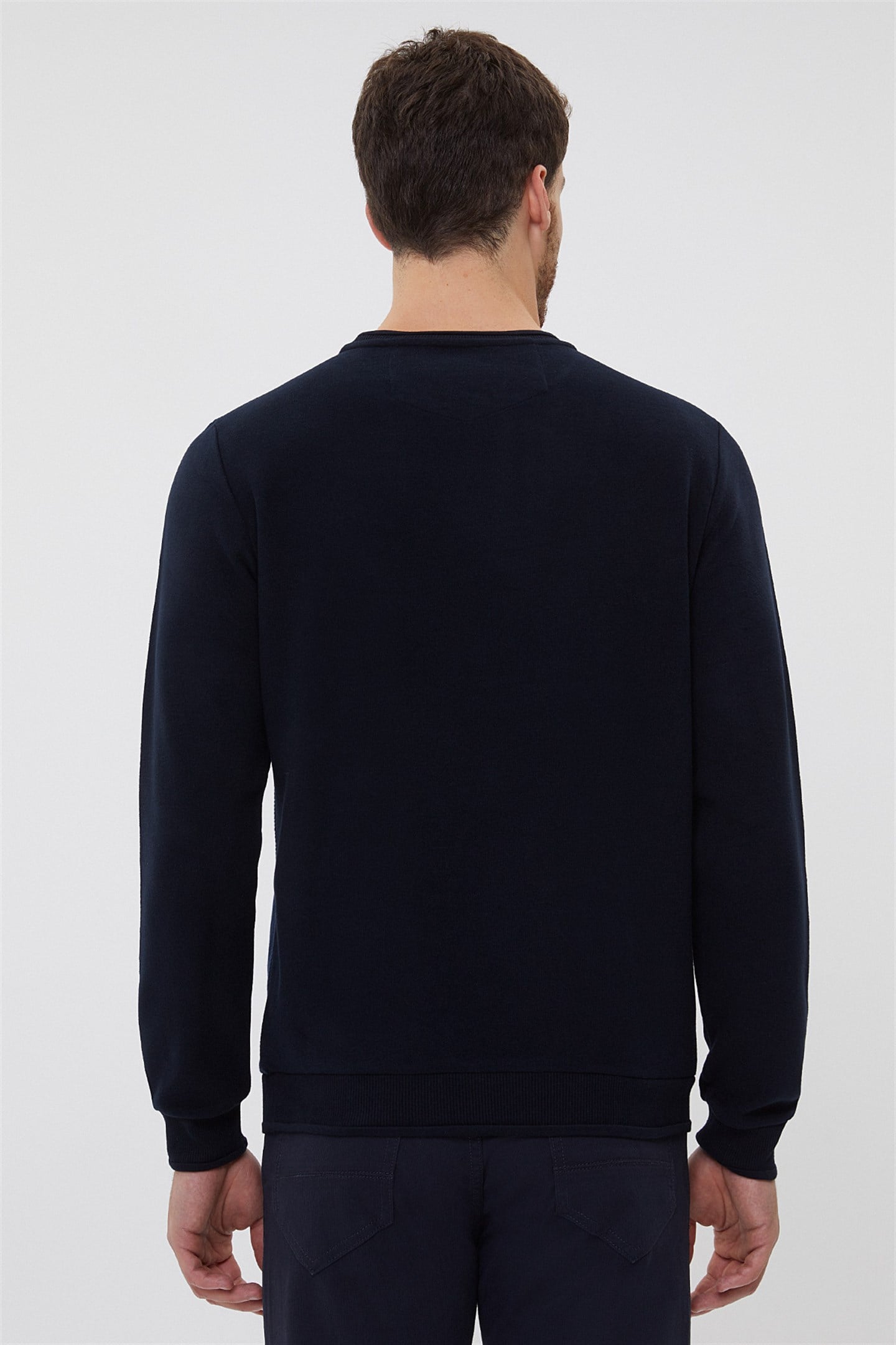 Newdiagonal Erkek Bisiklet Yaka Sweatshirt İndigo