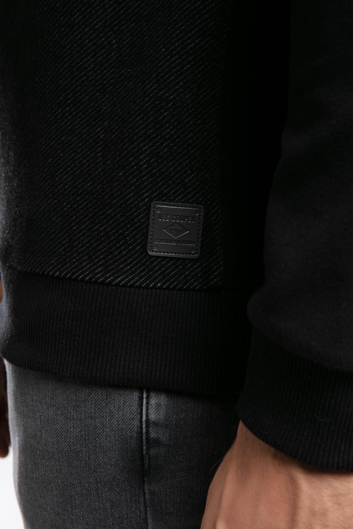 Newdiagonal Erkek O Yaka Sweatshirt Siyah