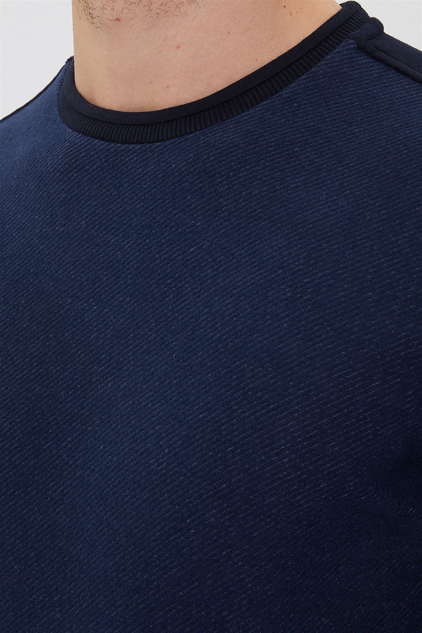Newdiagonal Erkek Bisiklet Yaka Sweatshirt İndigo