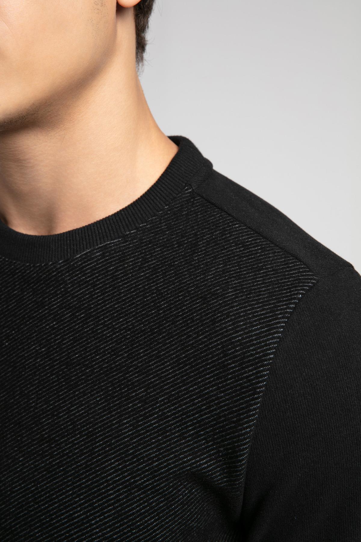 Newdiagonal Erkek O Yaka Sweatshirt Siyah