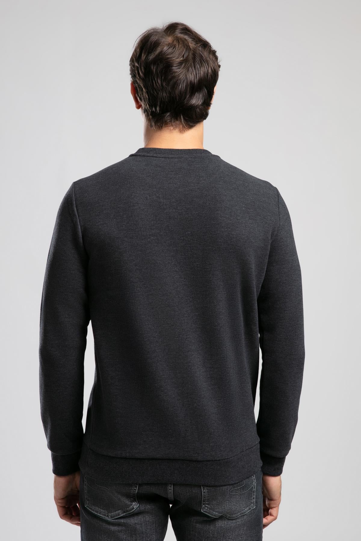 Newdwade Erkek O Yaka Sweatshirt Antrasit
