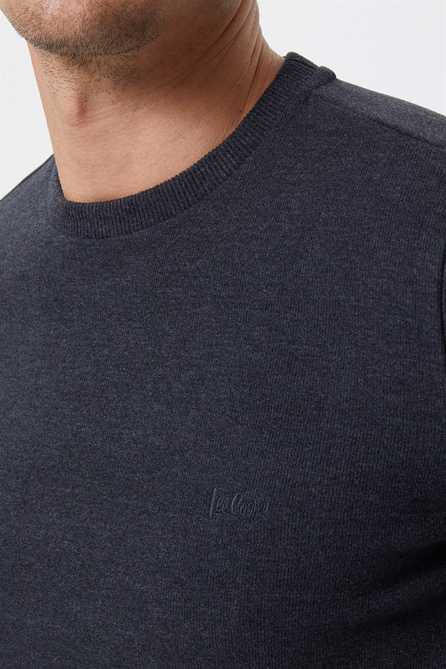 Newdwade Erkek O Yaka Sweatshirt Antrasit-Melanj