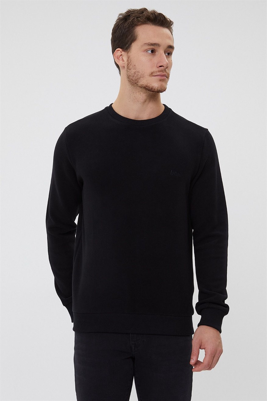 Newdwade Erkek O Yaka Sweatshirt Siyah