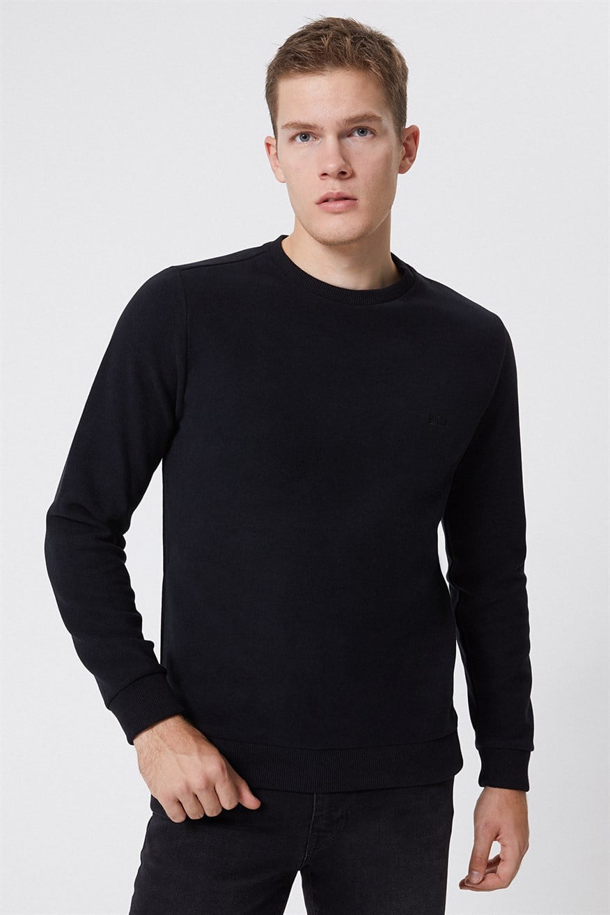 Newdwade Erkek O Yaka Sweatshirt Siyah