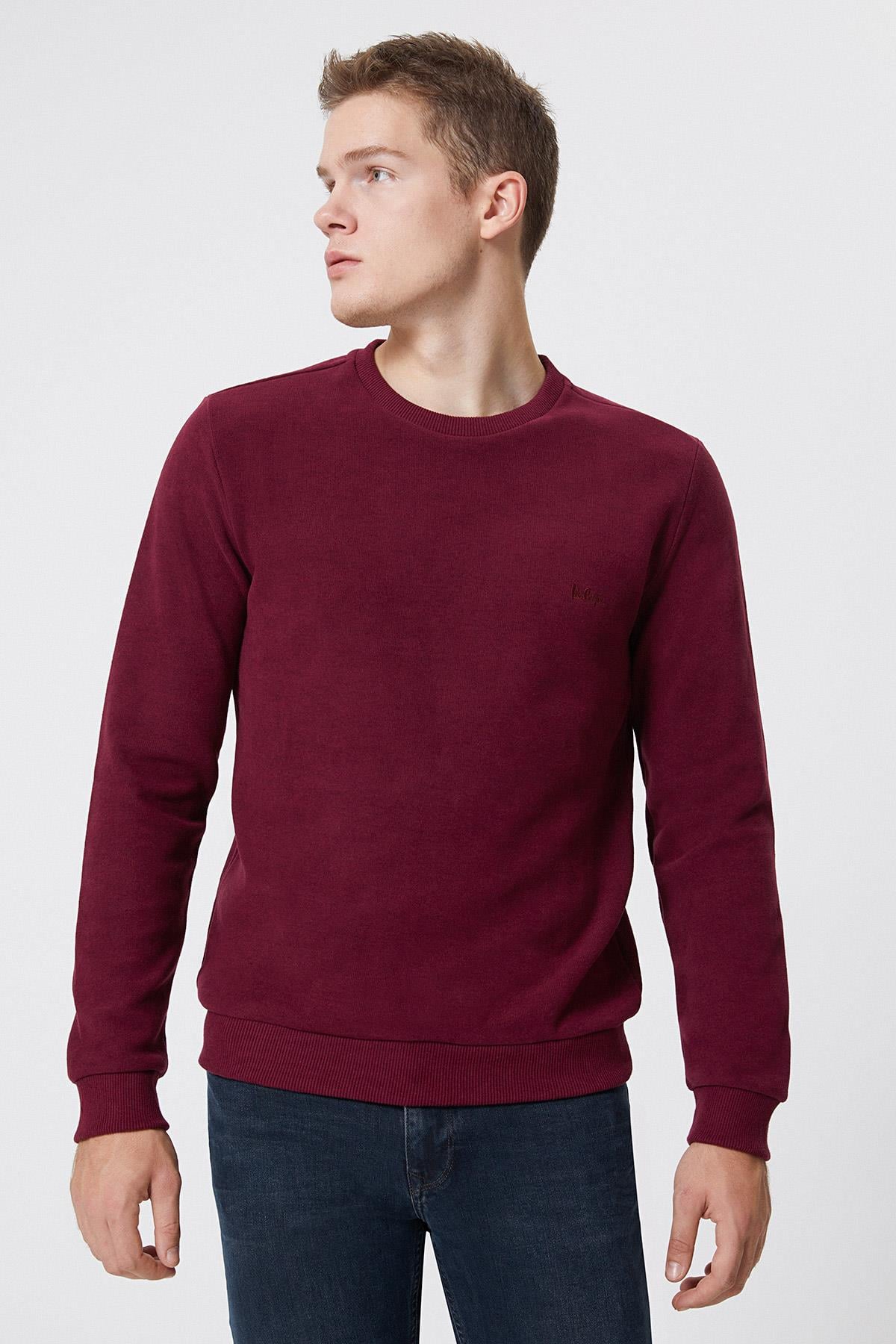 Newdwade Erkek Sweatshırt Bordo 