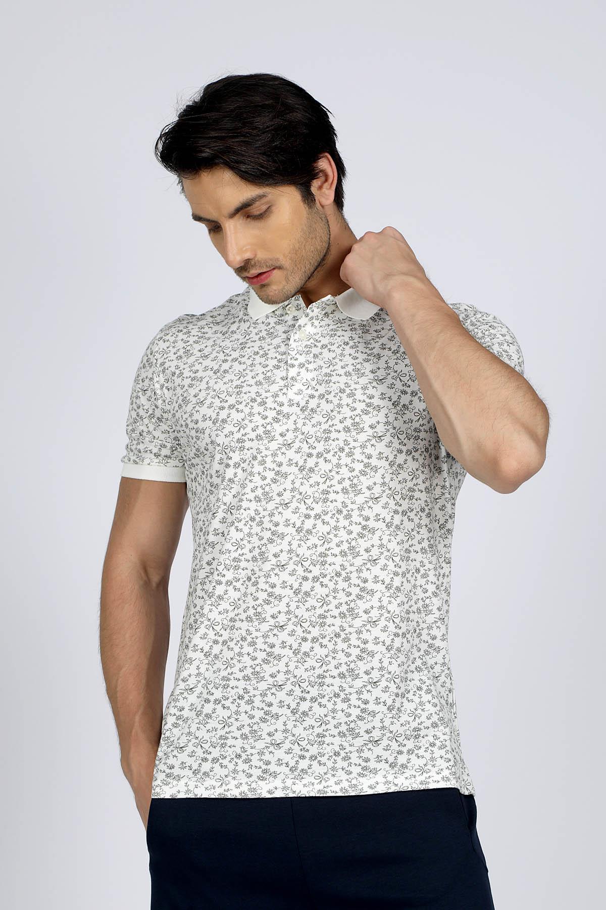 Newfresh Erkek %100 Pamuk Polo Yaka T-Shirt Ekru