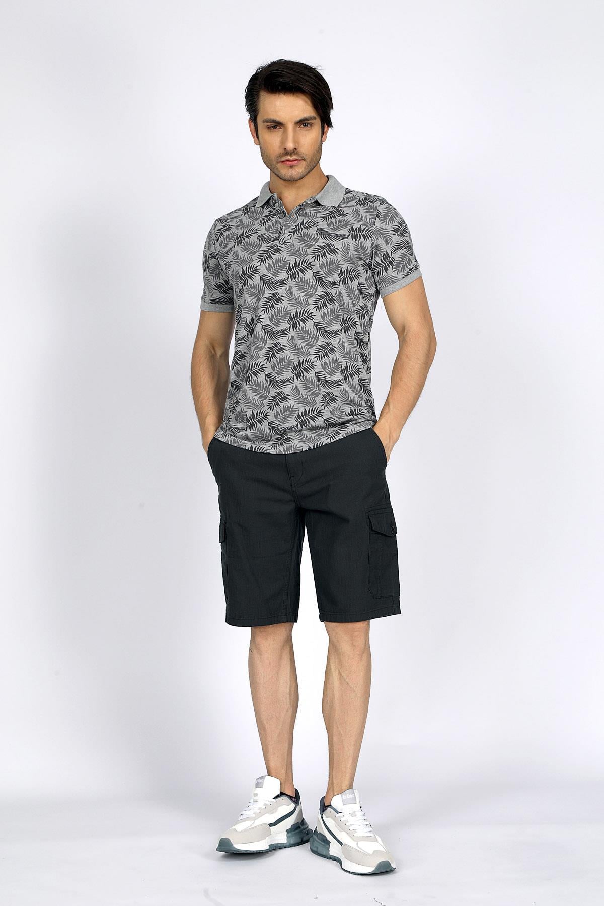Newjoseph Erkek %100 Pamuk Polo Yaka T-Shirt Açık Gri