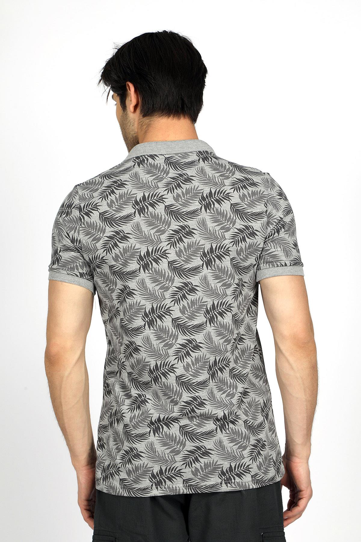 Newjoseph Erkek %100 Pamuk Polo Yaka T-Shirt Açık Gri