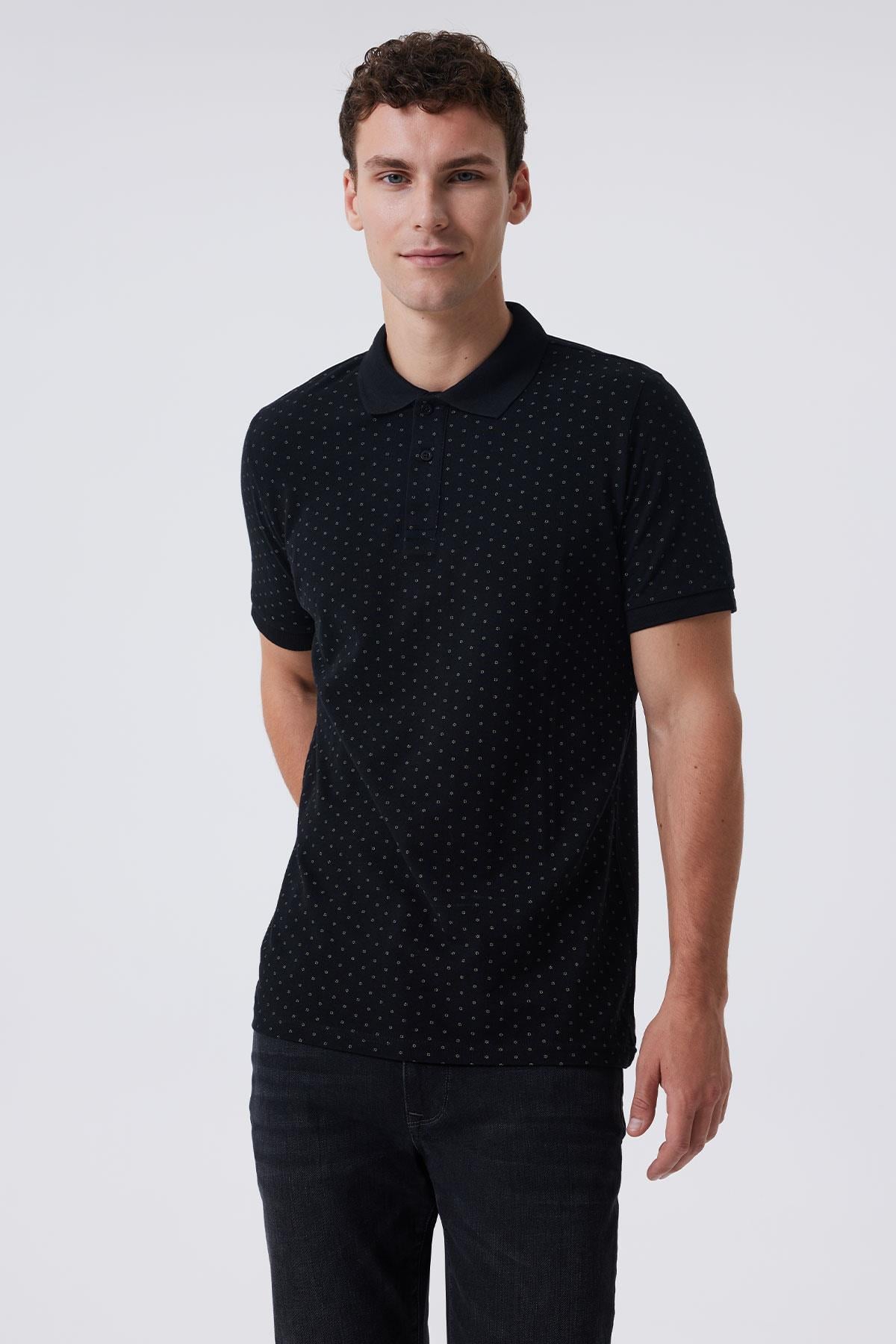 Newmixed Erkek %100 Pamuk Polo Yaka T-Shirt Siyah