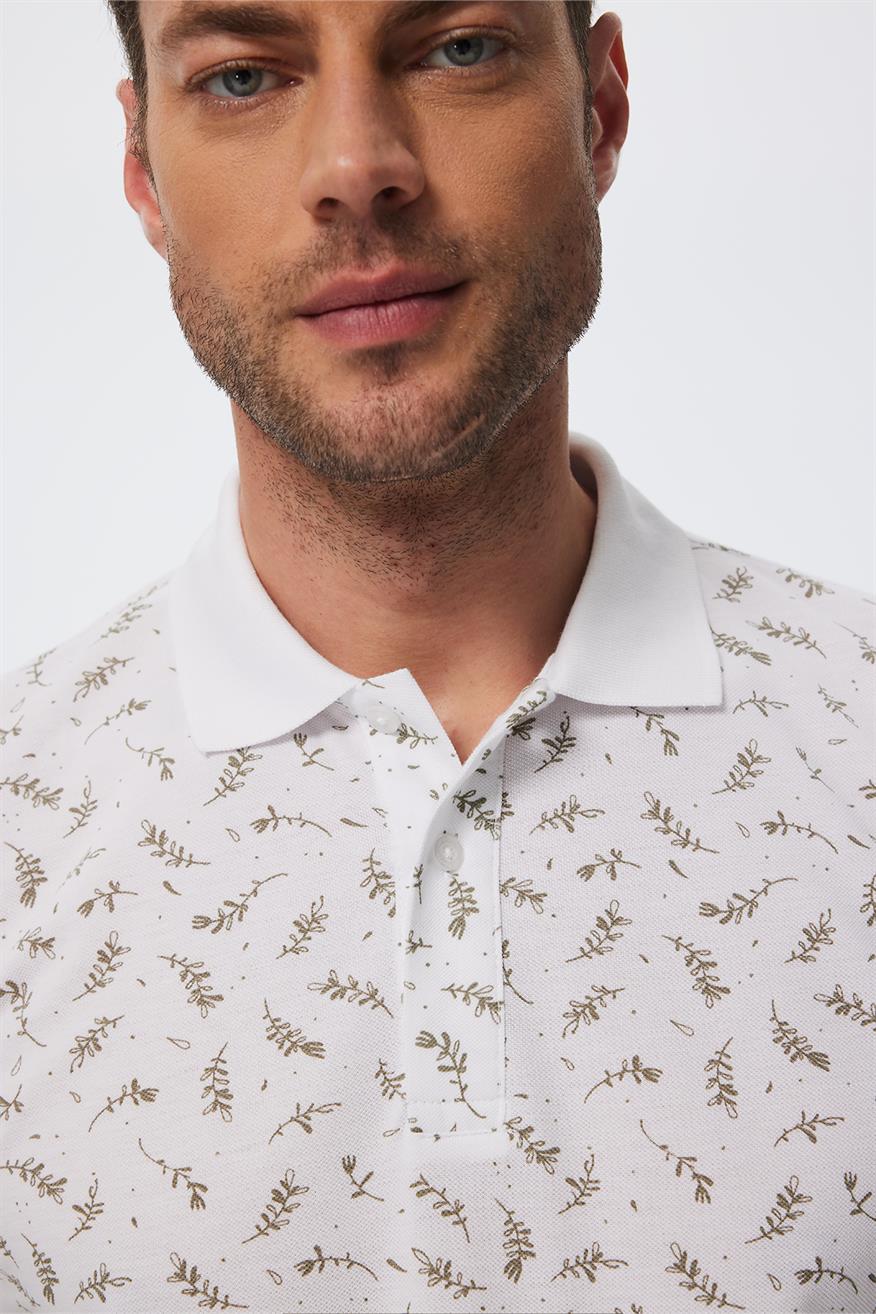Newpine Erkek %100 Pamuk Polo Yaka T-Shirt Beyaz