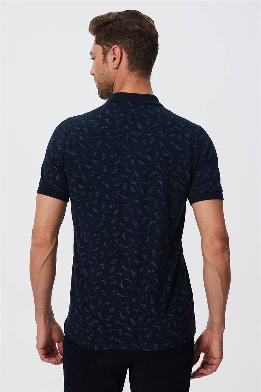 Newpine Erkek %100 Pamuk Polo Yaka T-Shirt Lacivert