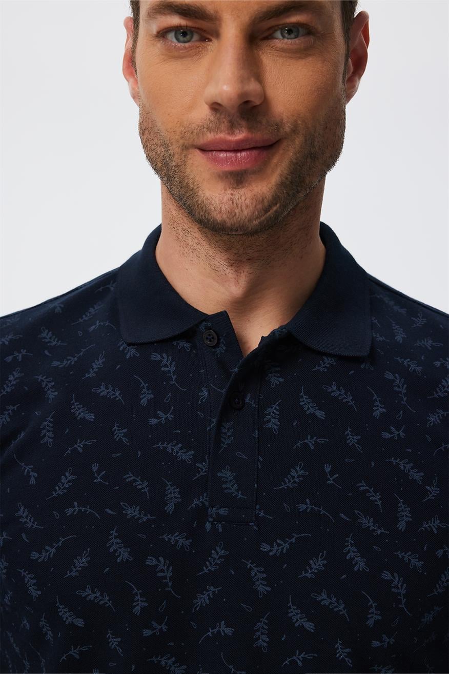 Newpine Erkek %100 Pamuk Polo Yaka T-Shirt Lacivert