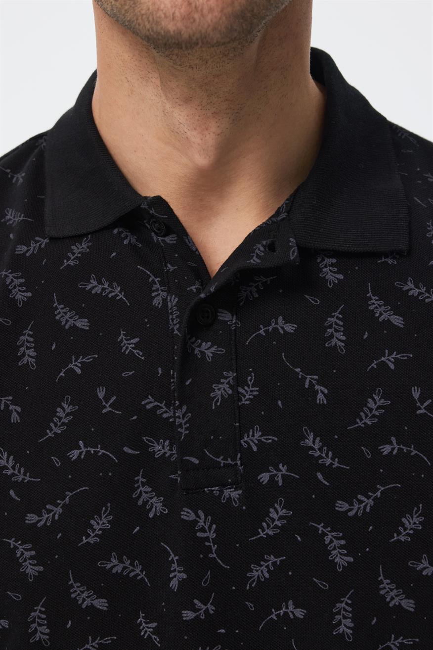 Newpine Erkek %100 Pamuk Polo Yaka T-Shirt Siyah
