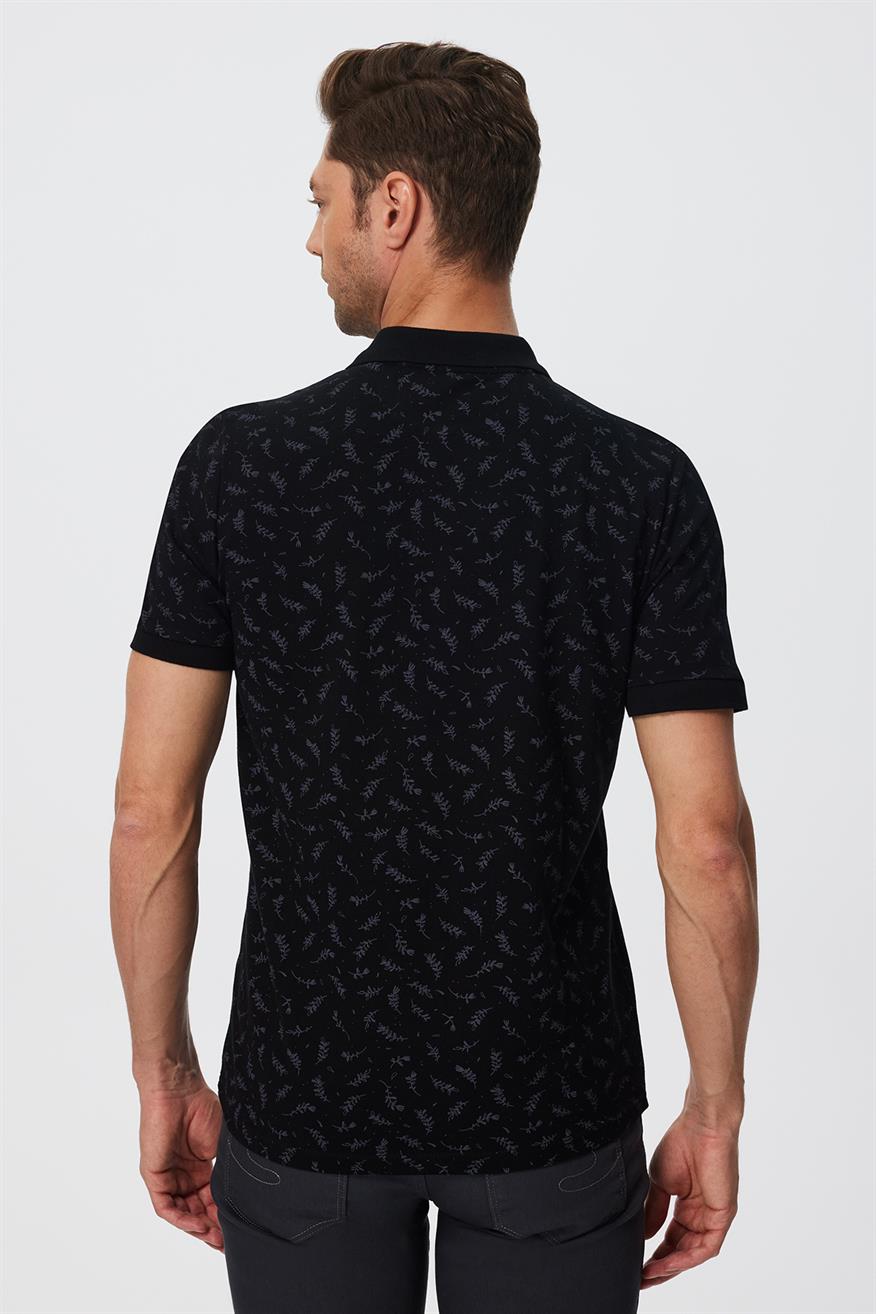 Newpine Erkek %100 Pamuk Polo Yaka T-Shirt Siyah