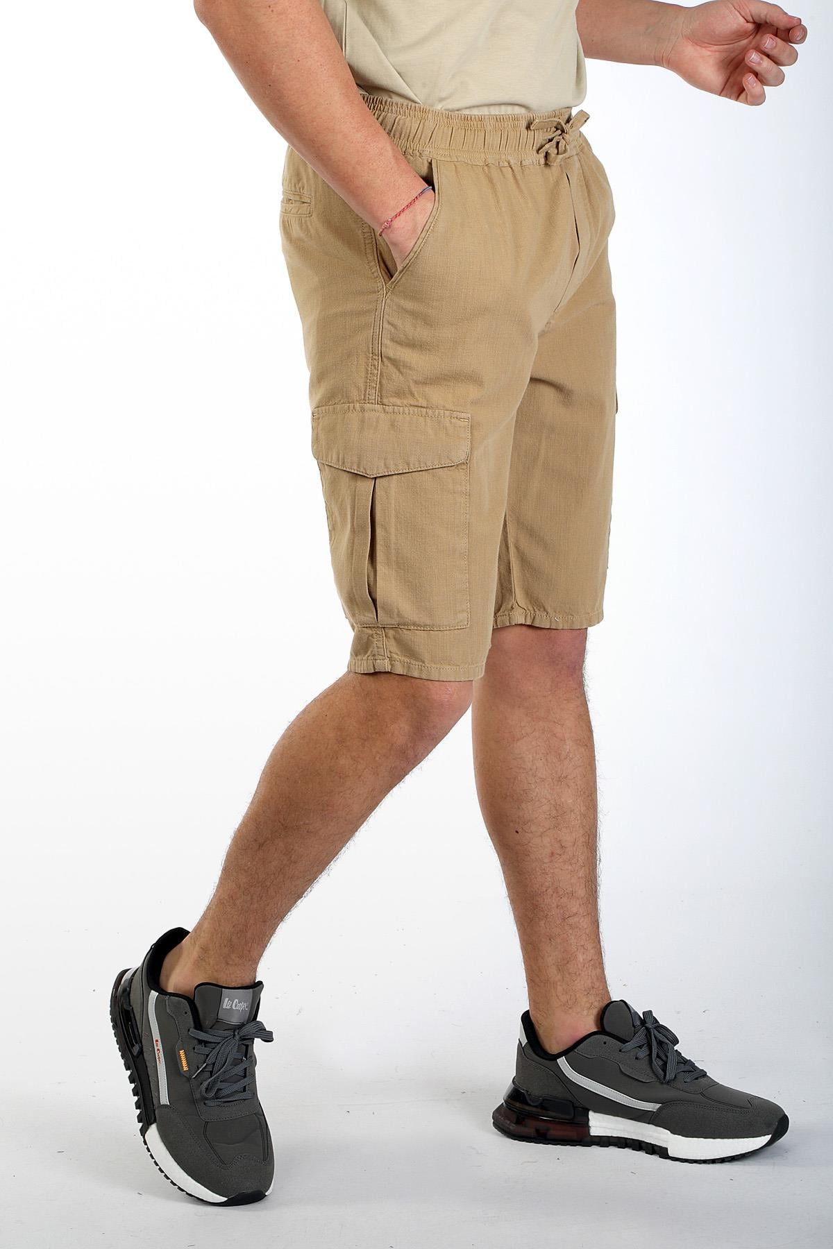 Newso Erkek Dokuma Şort Camel