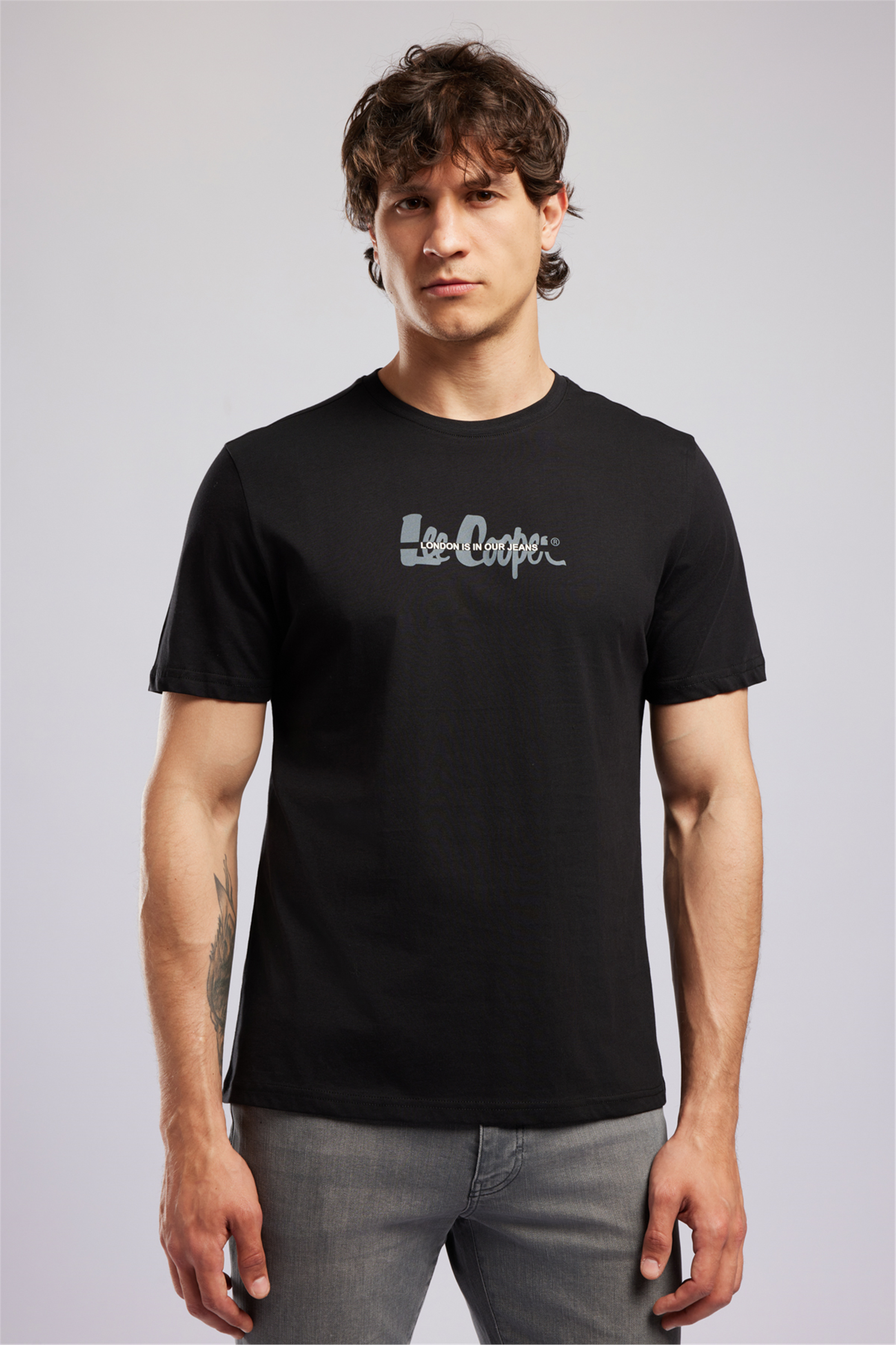 ORAK Erkek Regular Fit %100 Pamuk Baskılı Bisiklet Yaka T-Shirt Siyah
