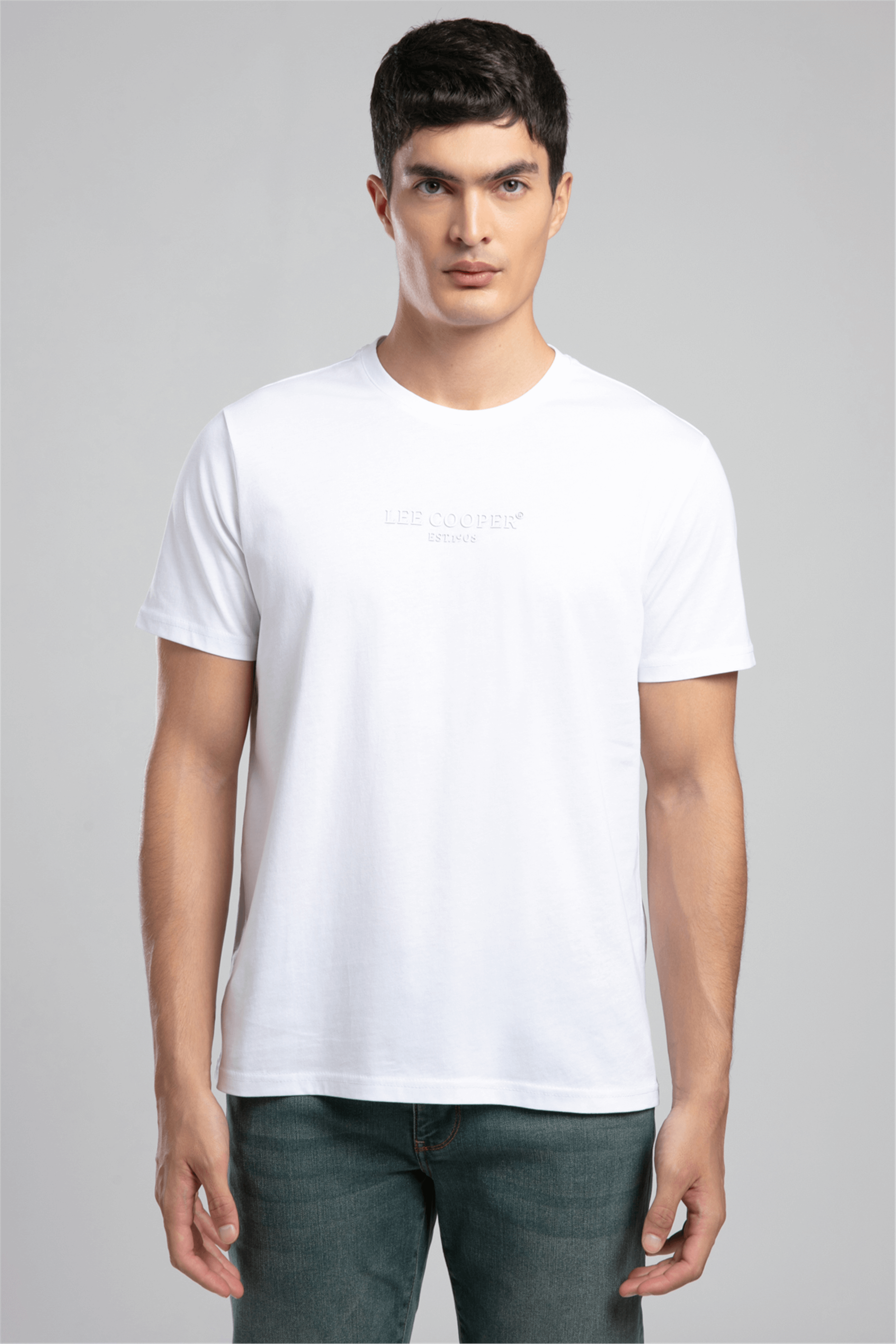 OSWALD Erkek Regular Fit %100 Pamuk Baskılı Bisiklet Yaka T-Shirt Beyaz