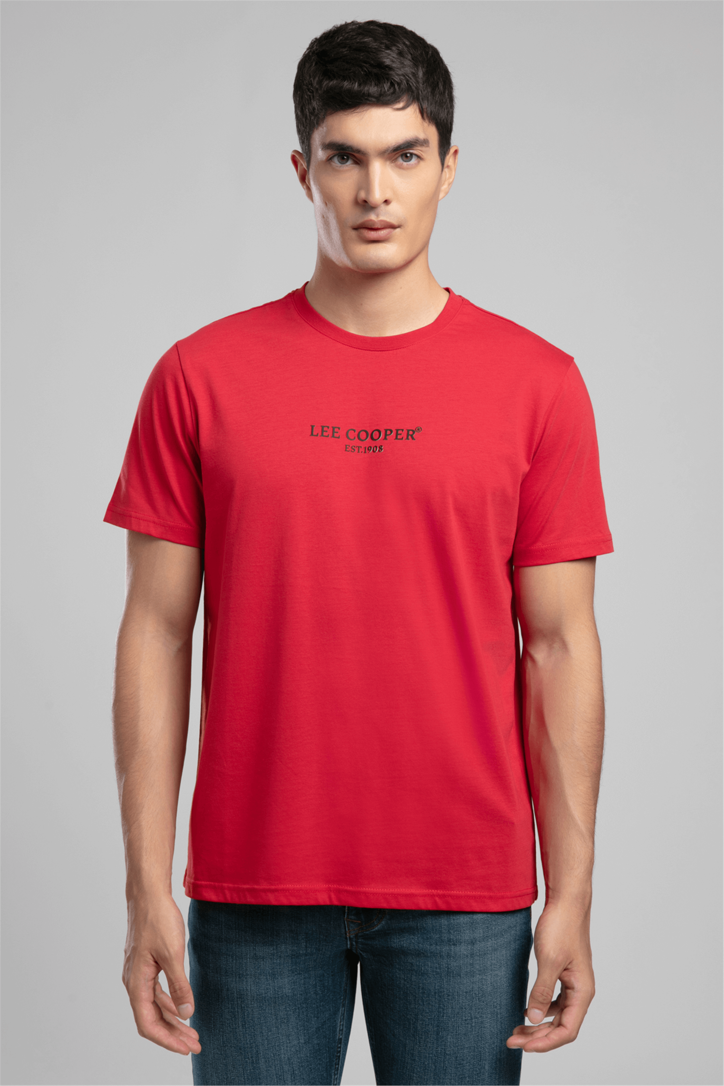 OSWALD Erkek Regular Fit %100 Pamuk Baskılı Bisiklet Yaka T-Shirt Kırmızı