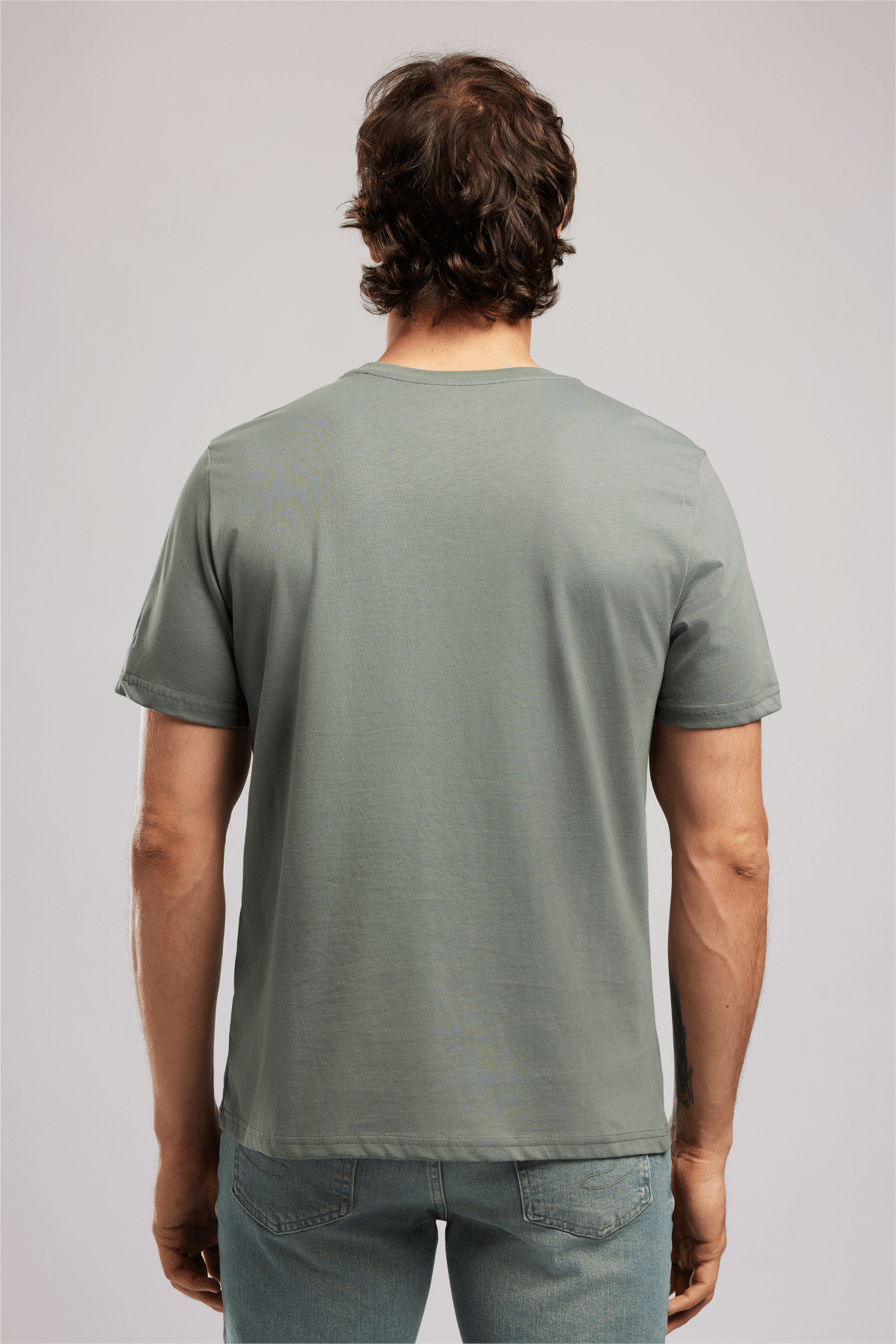 OSWALD Erkek Regular Fit %100 Pamuk Baskılı Bisiklet Yaka T-Shirt Duman Gri̇