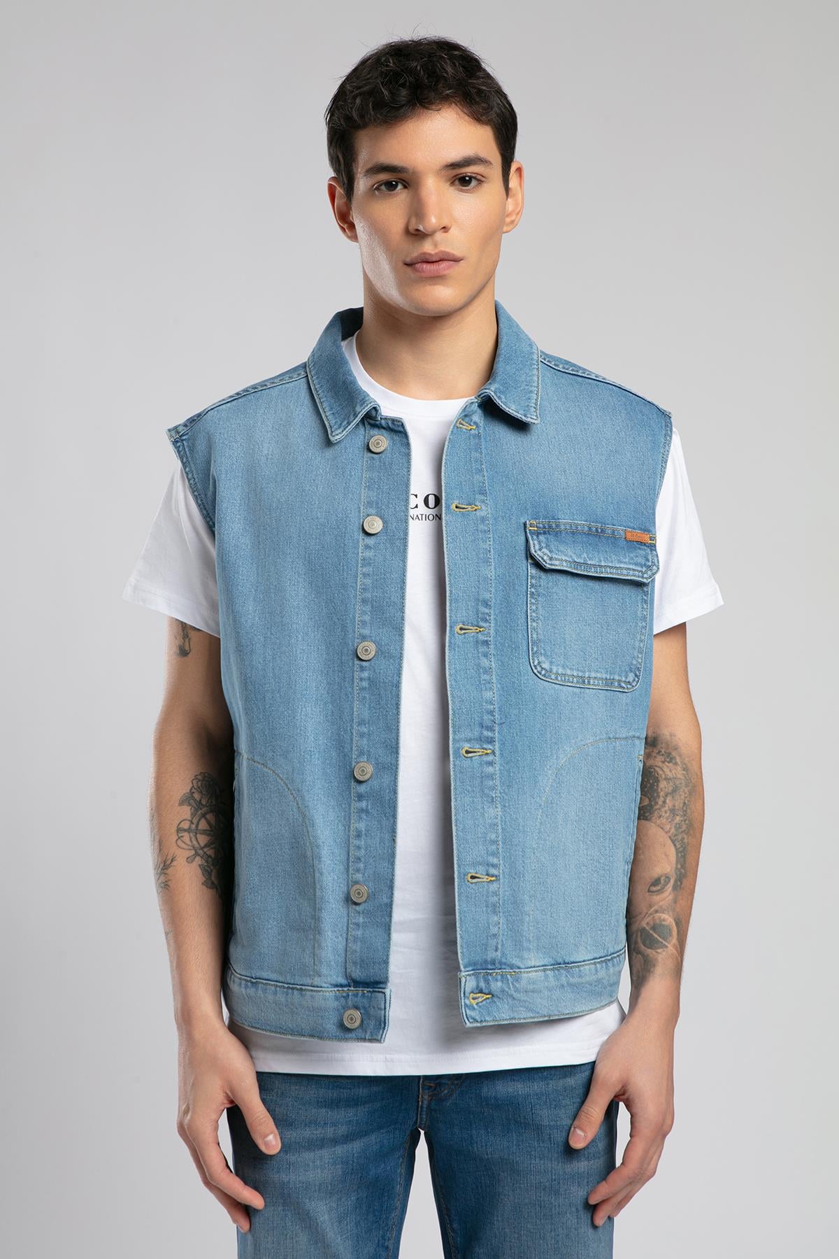 Over Vest Erkek Jean Yelek