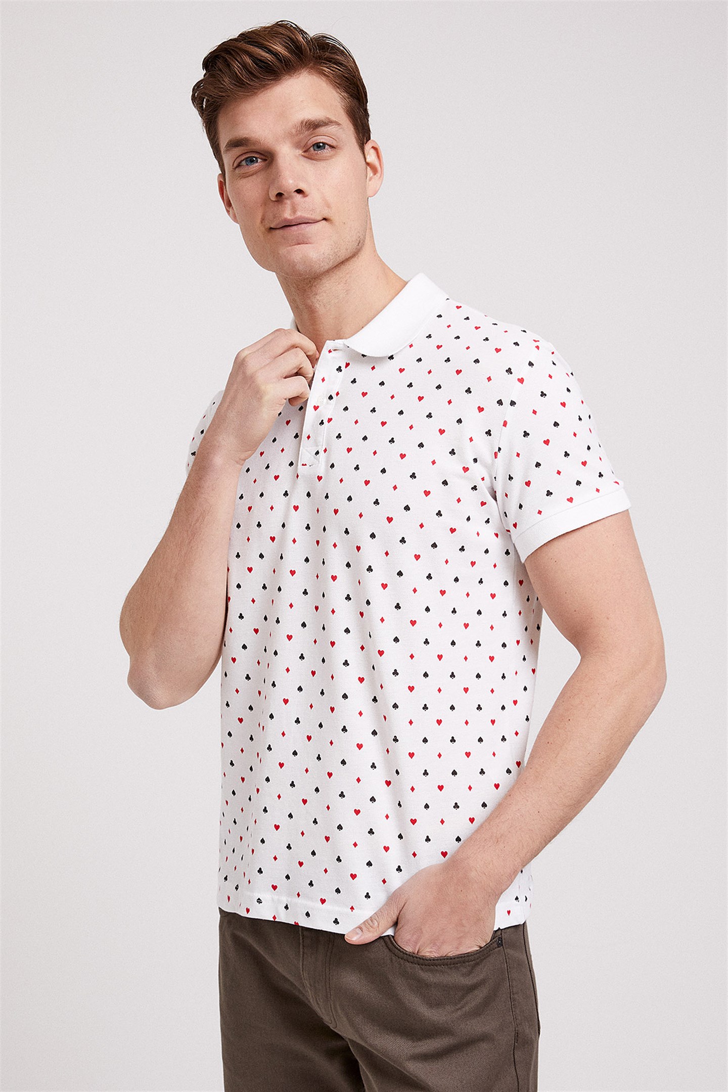 Paper Erkek %100 Pamuk Baskılı Polo Yaka T-Shirt Beyaz